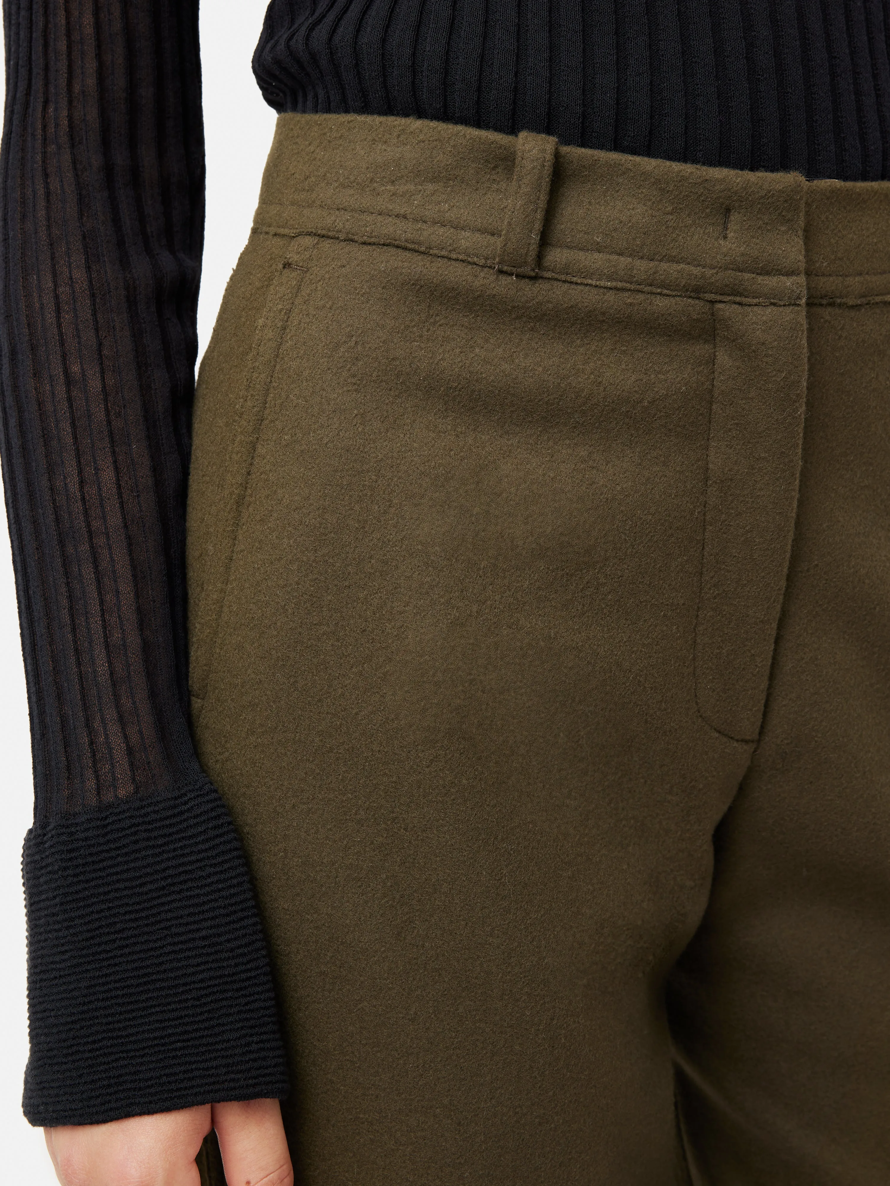 Dale Brushed Flannel Trouser | Green sold by Jigsaw product image thumbnail 3