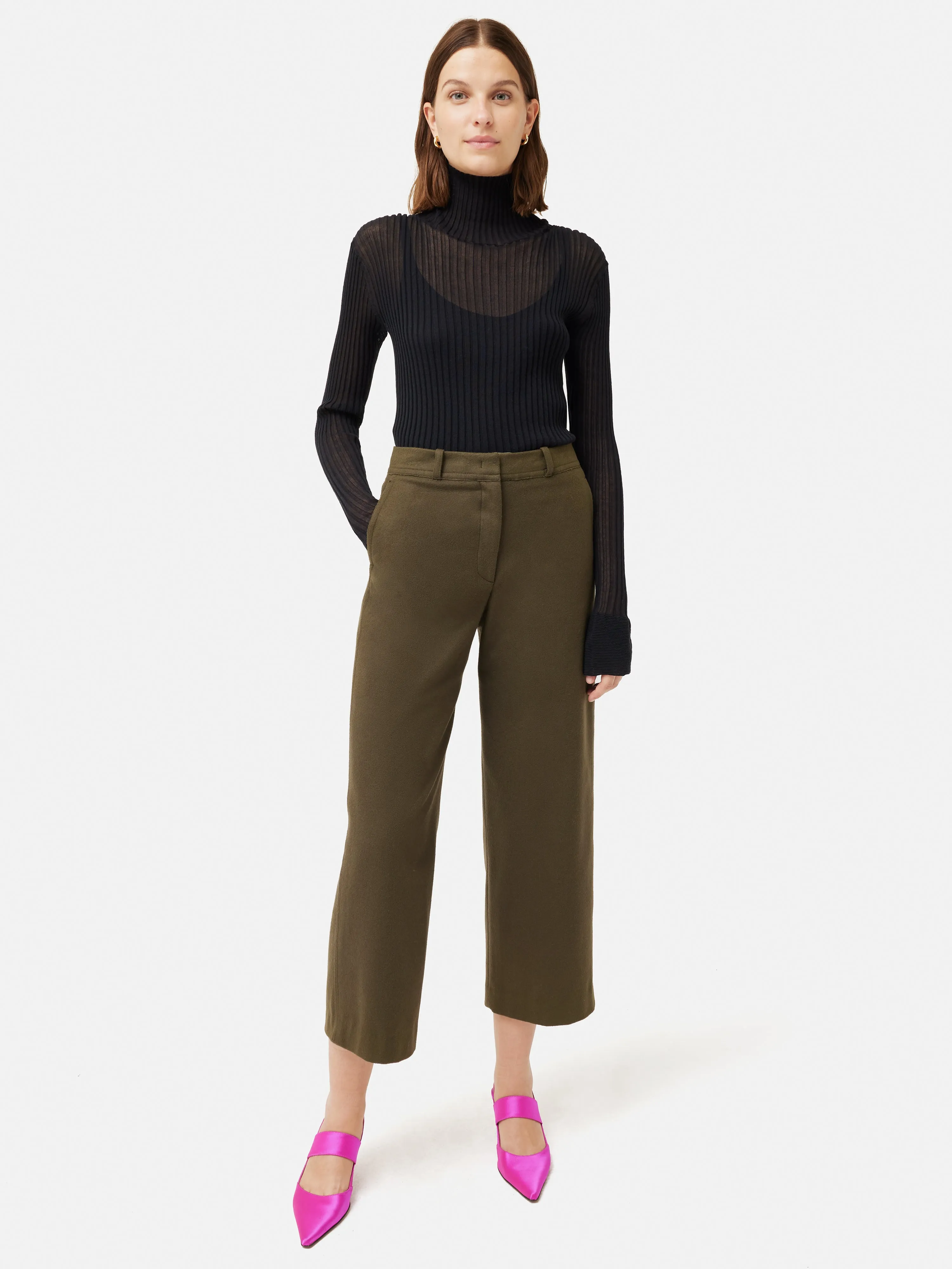 Dale Brushed Flannel Trouser | Green sold by Jigsaw product image thumbnail 4