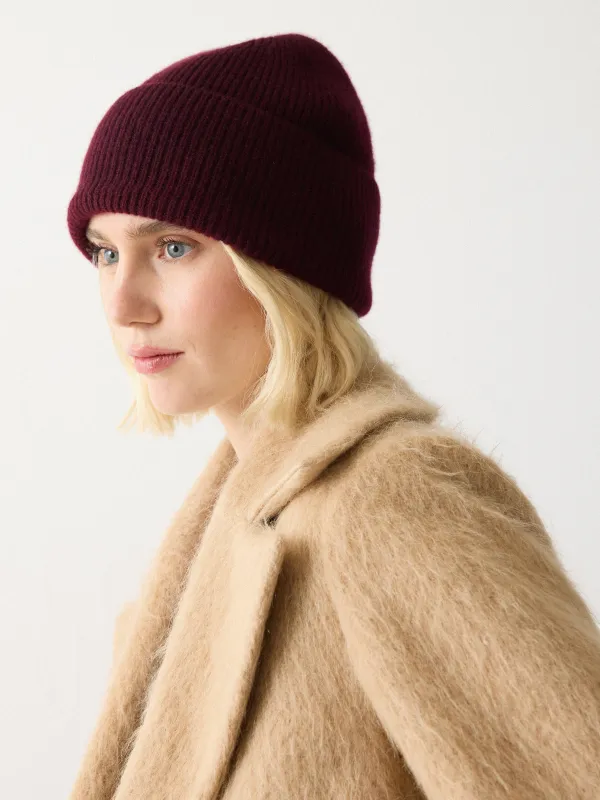 Cashmere Rib Beanie | Burgundy sold by Jigsaw