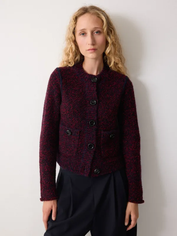 Tweed Neat Knitted Jacket | Red sold by Jigsaw