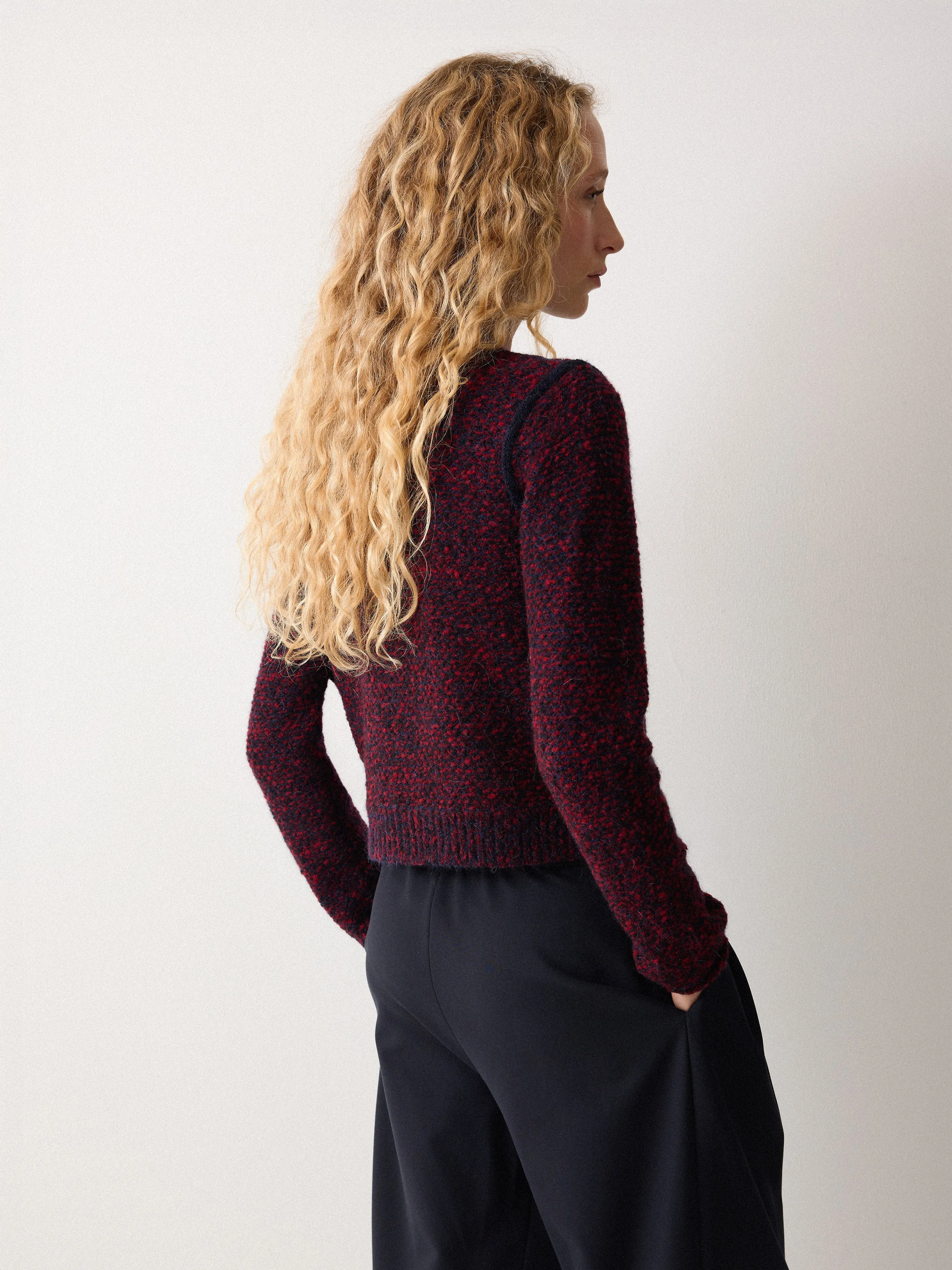 Tweed Neat Knitted Jacket | Red sold by Jigsaw product image thumbnail 4