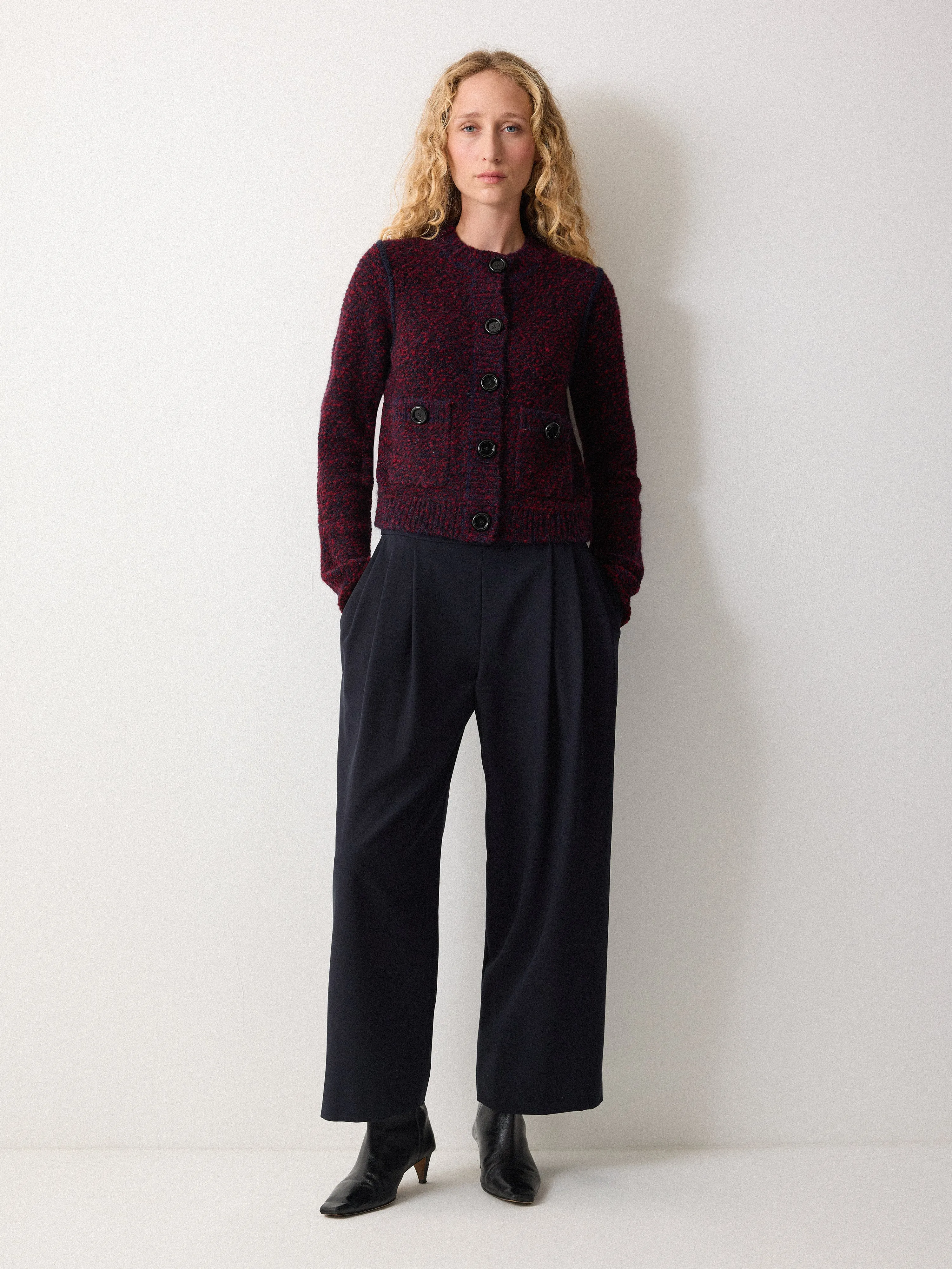 Tweed Neat Knitted Jacket | Red sold by Jigsaw product image thumbnail 2