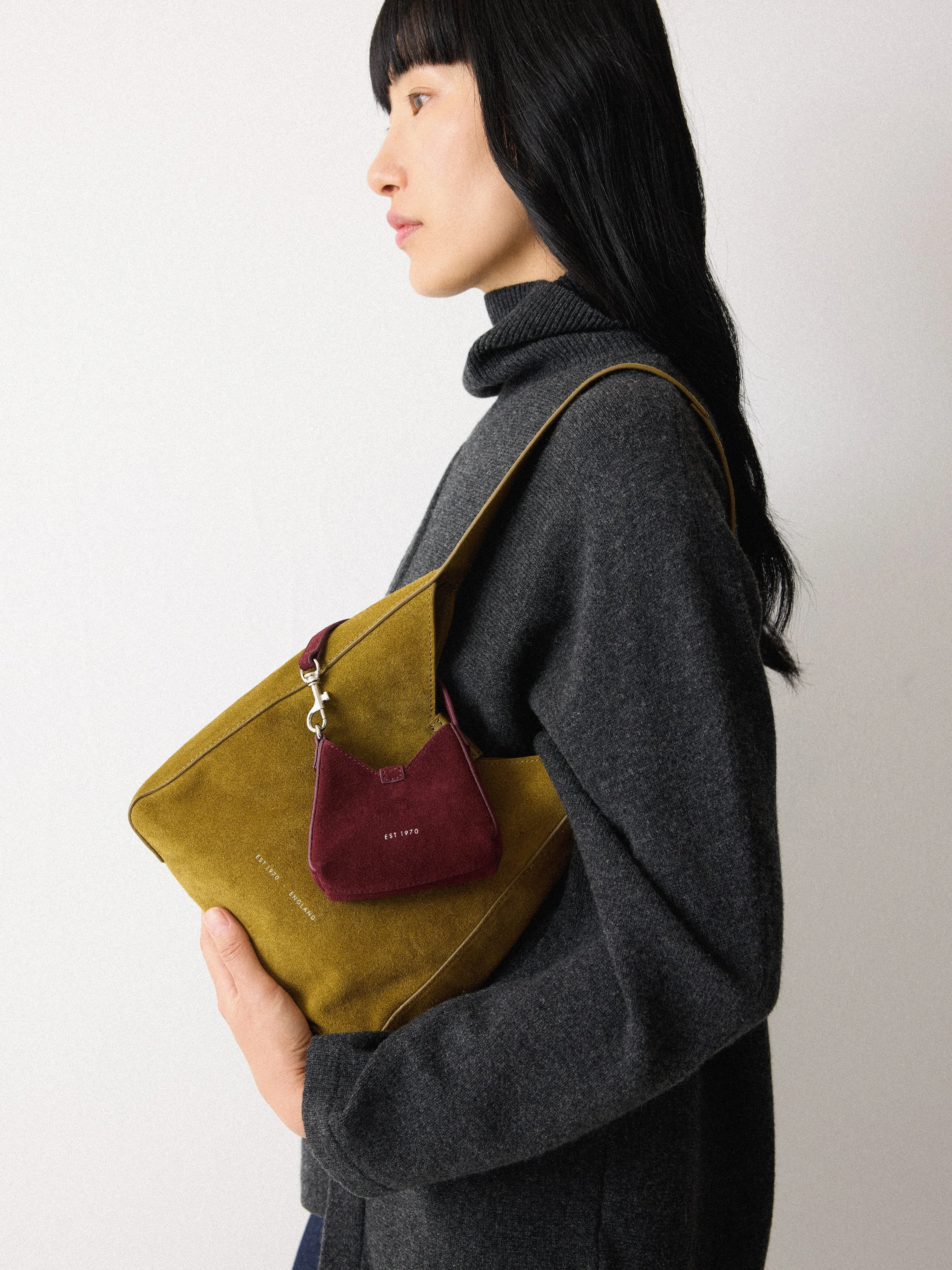 Mini Heckfield Bag Charm | Burgundy sold by Jigsaw