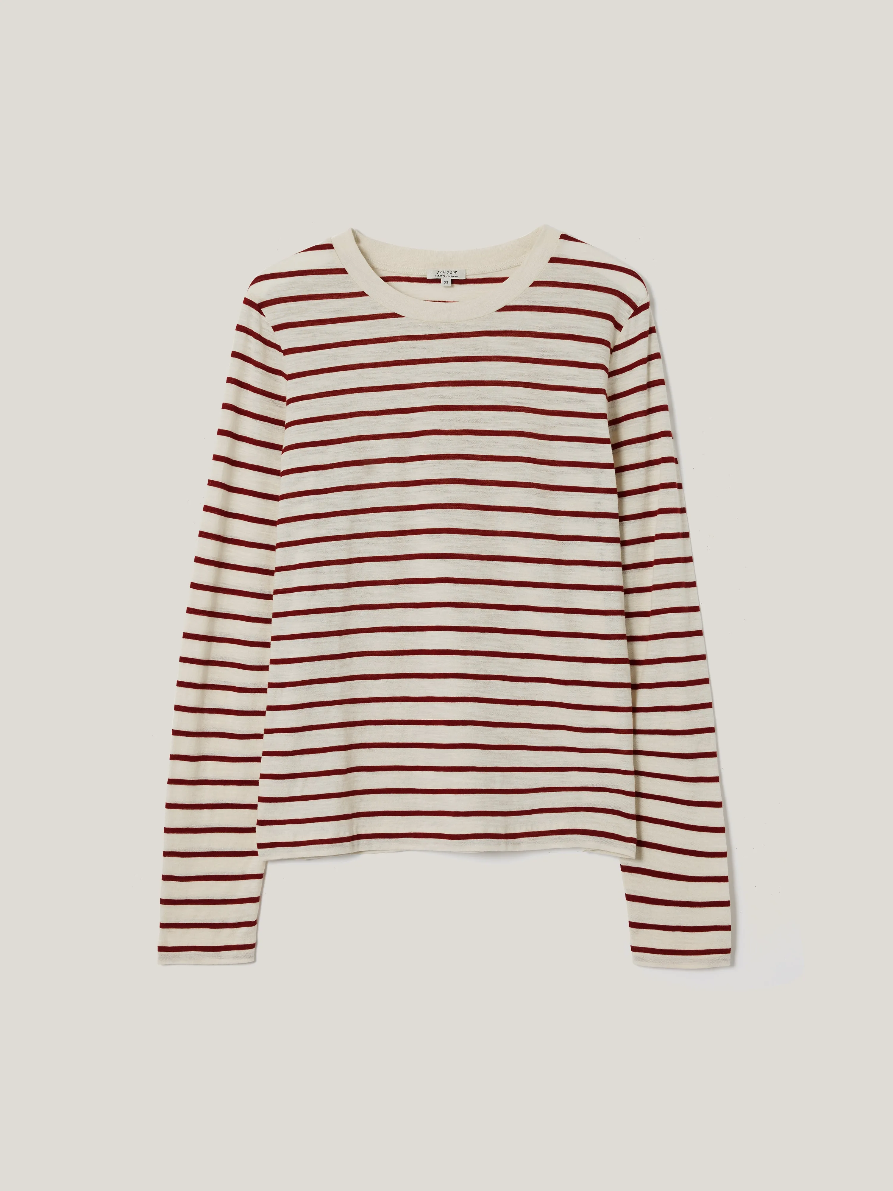 Cotton Stripe Long Sleeve Tee | Leather Red sold by Jigsaw product image thumbnail 5