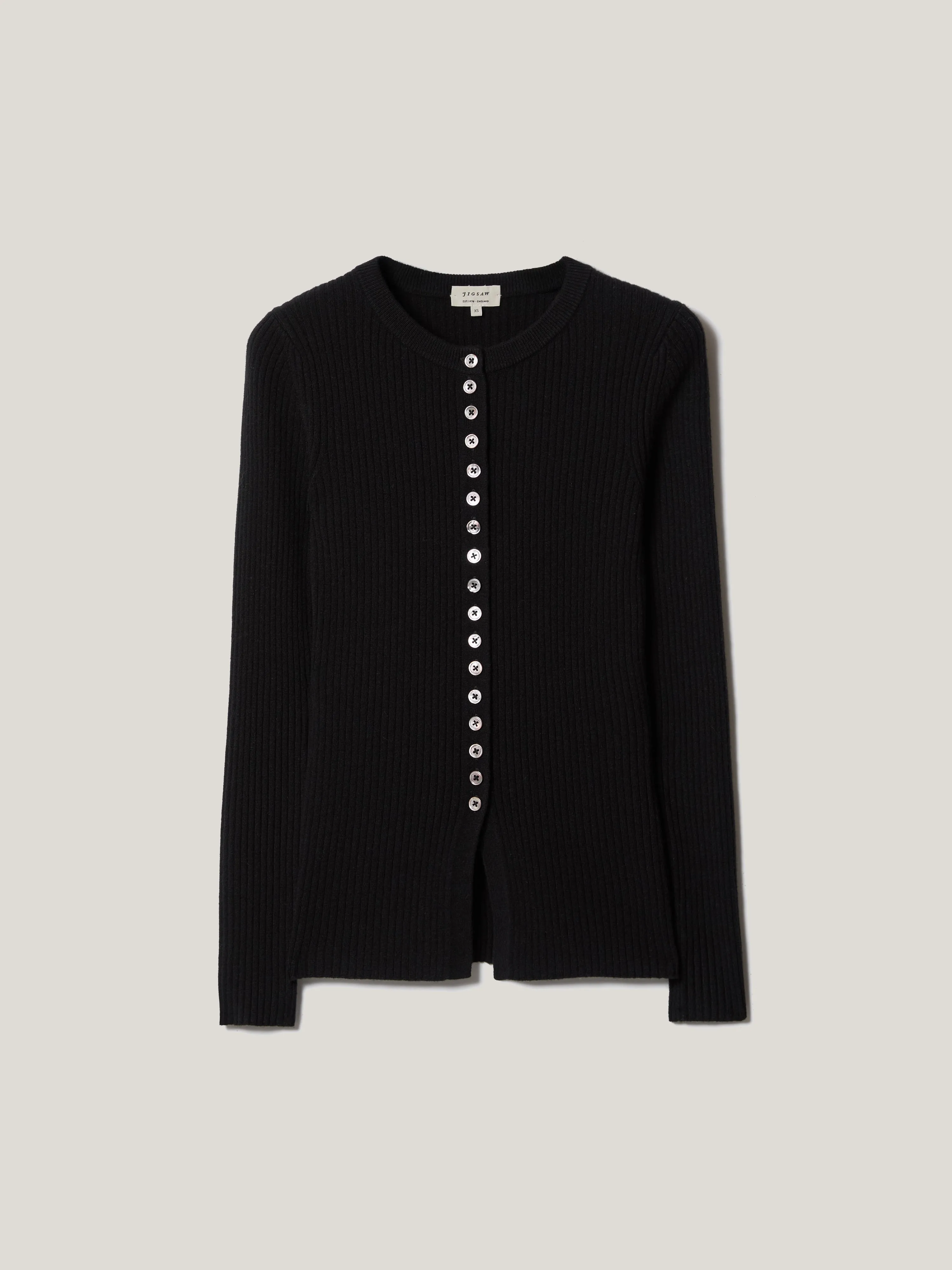 Multi Button Rib Knit Cardigan | Black sold by Jigsaw product image thumbnail 5