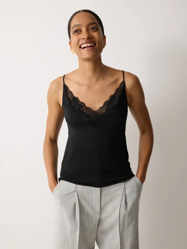 Modal Lace V Cami | Black sold by Jigsaw