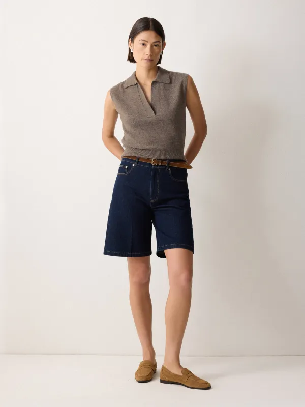 Wool Cashmere Blend Collar Top | Taupe sold by Jigsaw