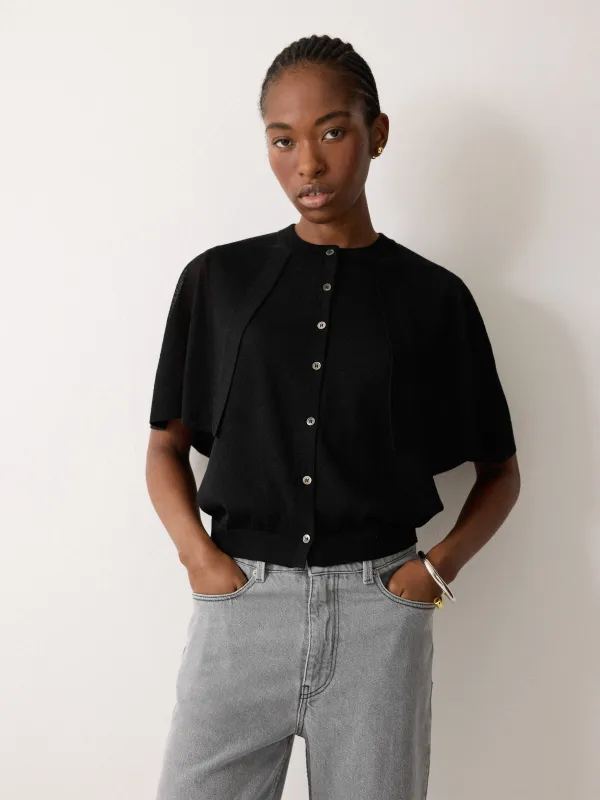 Sheer Cardi Cape Top | Black sold by Jigsaw