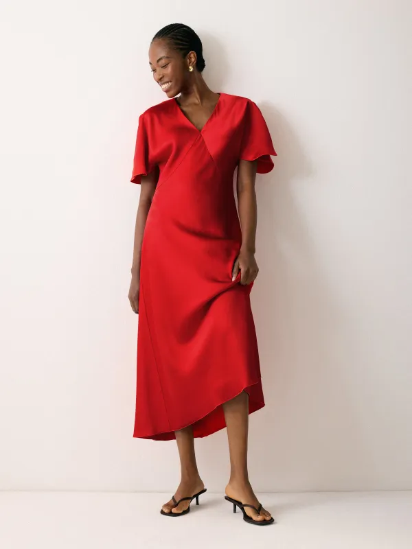 Satin Bias Cut Dress | Red sold by Jigsaw