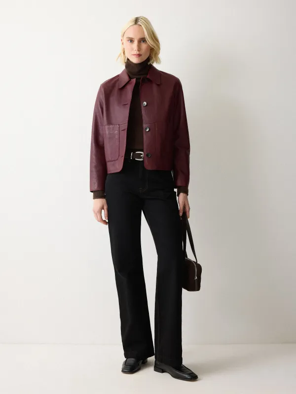 Eve Leather Cropped Jacket | Red sold by Jigsaw