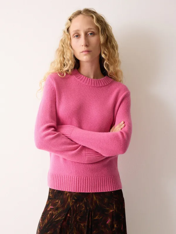 Compact Wool Cashmere Blend Jumper | Raspber | Raspberry Cream sold by Jigsaw