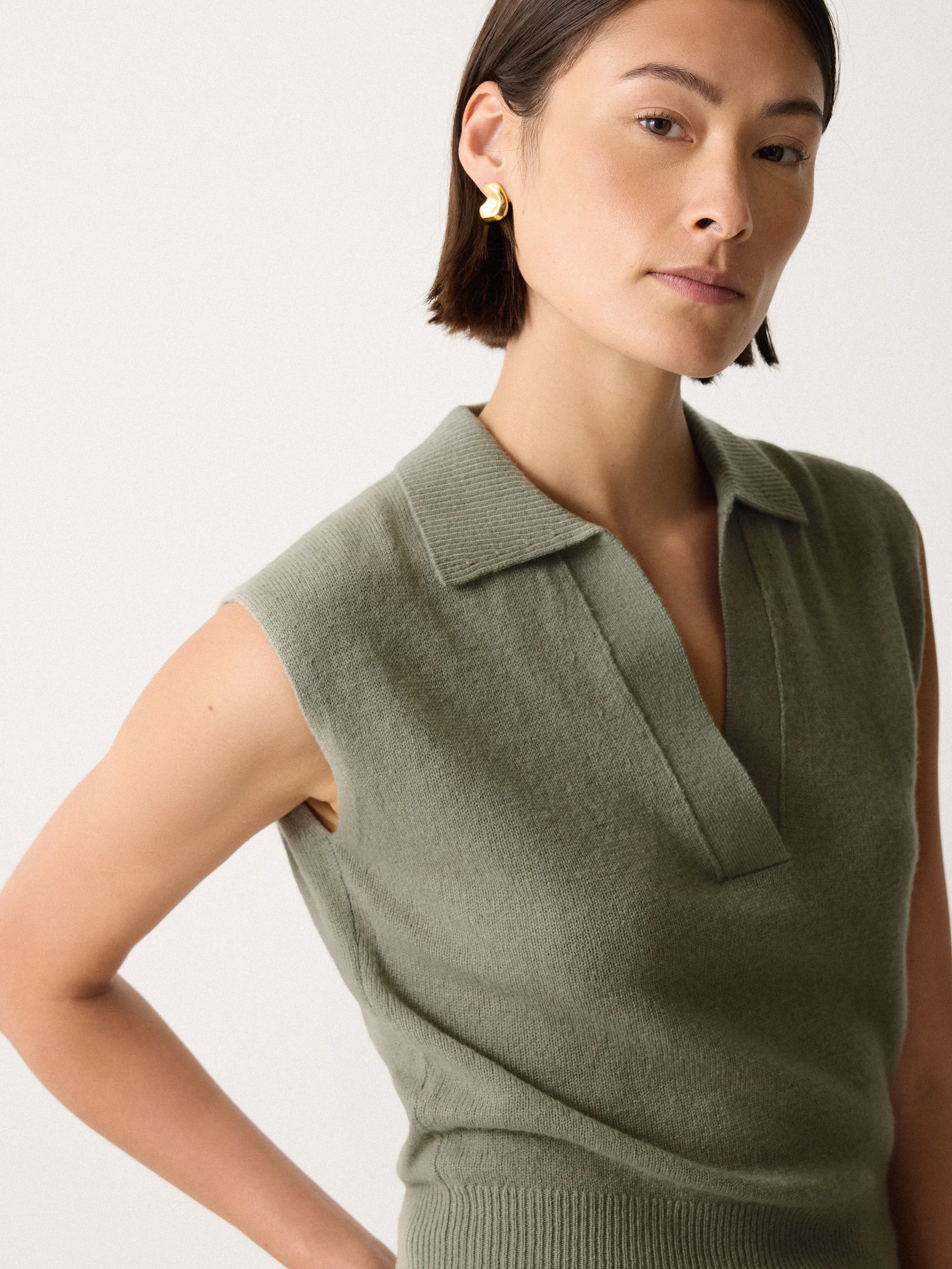 Wool Cashmere Blend Collar Top | Green sold by Jigsaw product image thumbnail 3