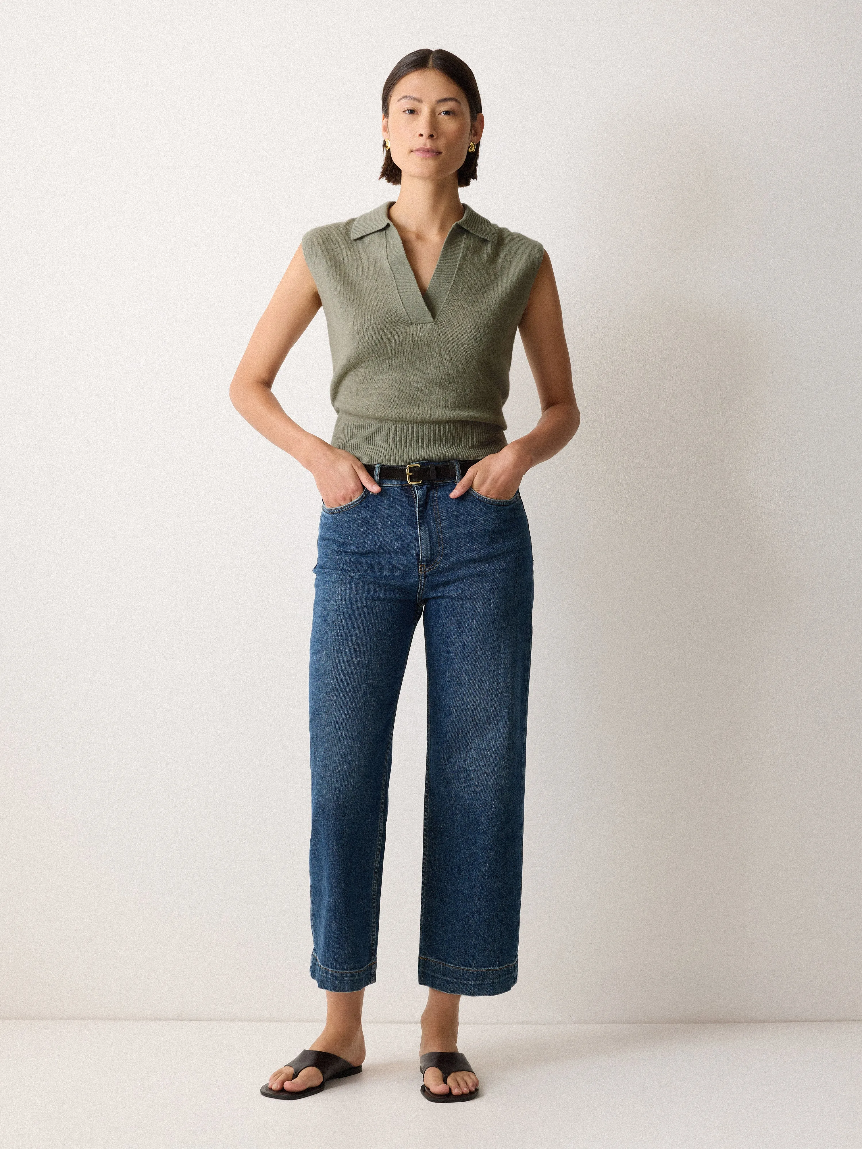 Wool Cashmere Blend Collar Top | Green sold by Jigsaw product image thumbnail 2