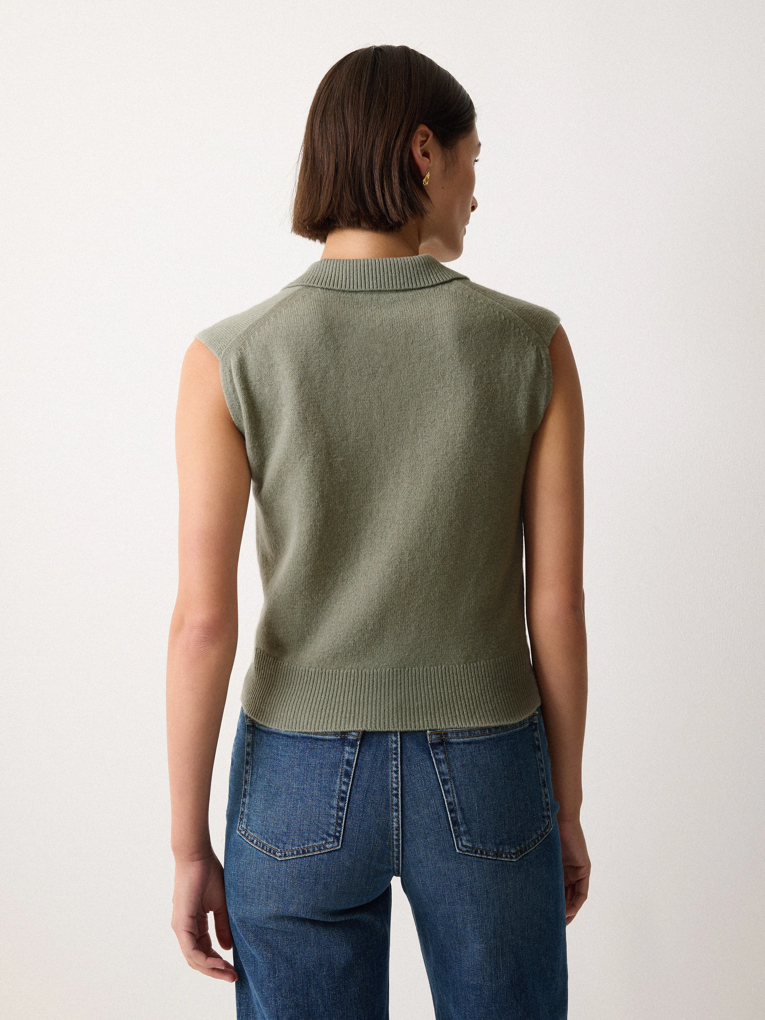 Wool Cashmere Blend Collar Top | Green sold by Jigsaw product image thumbnail 4
