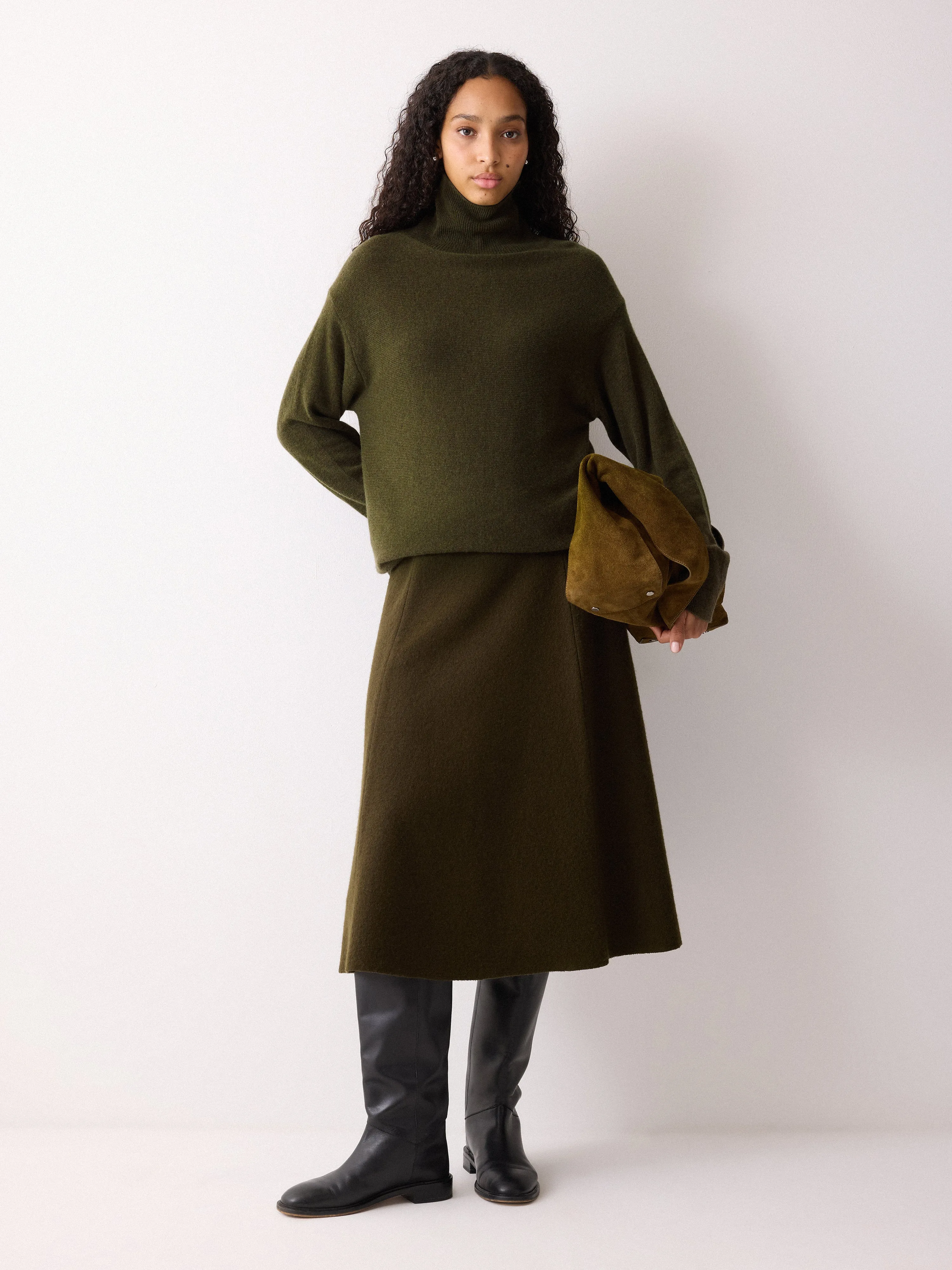 Wool Blend Cocoon Turtle Neck Jumper | Khaki sold by Jigsaw product image thumbnail 2