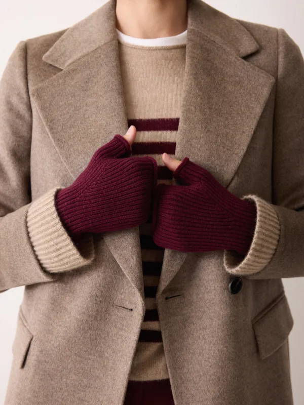 Wool Cashmere Blend Mitten | Burgundy sold by Jigsaw