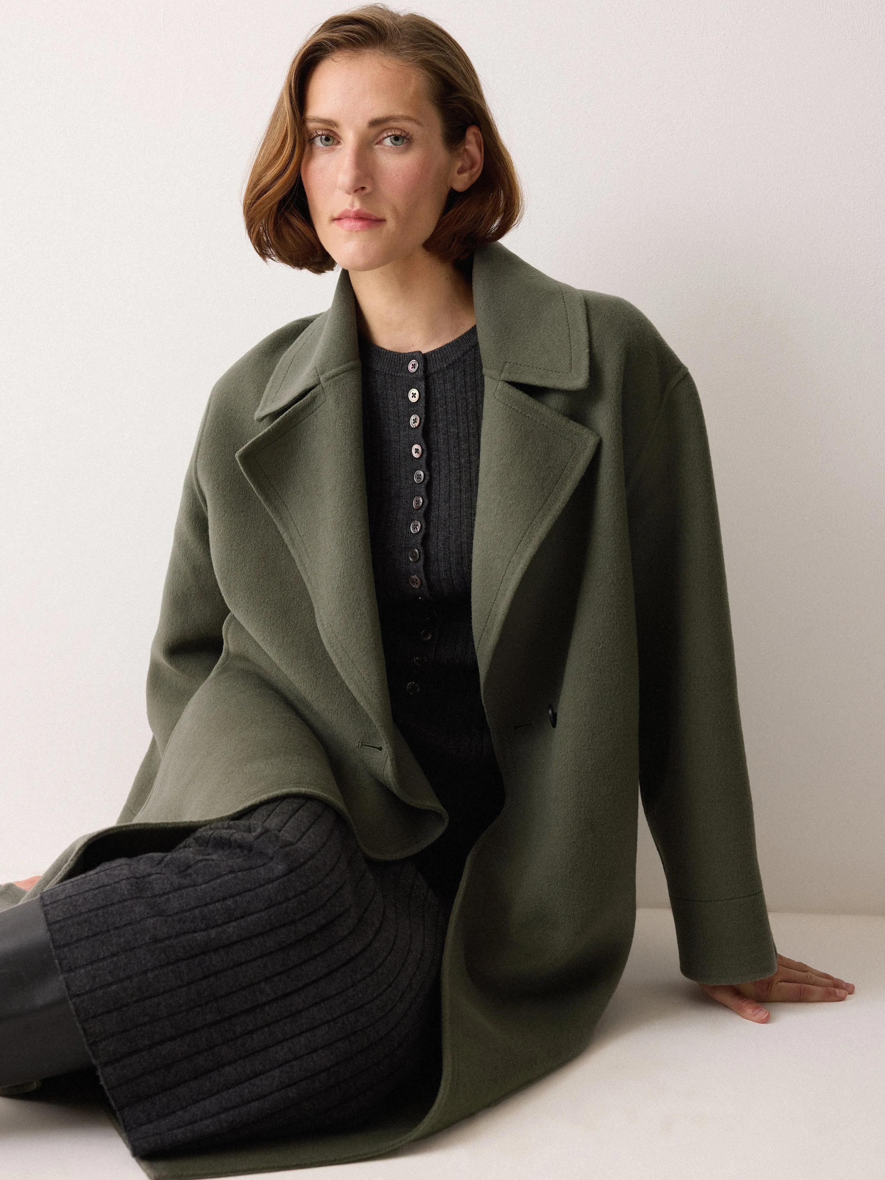 Double Faced Wool Wrap Coat | Green sold by Jigsaw product image thumbnail 2