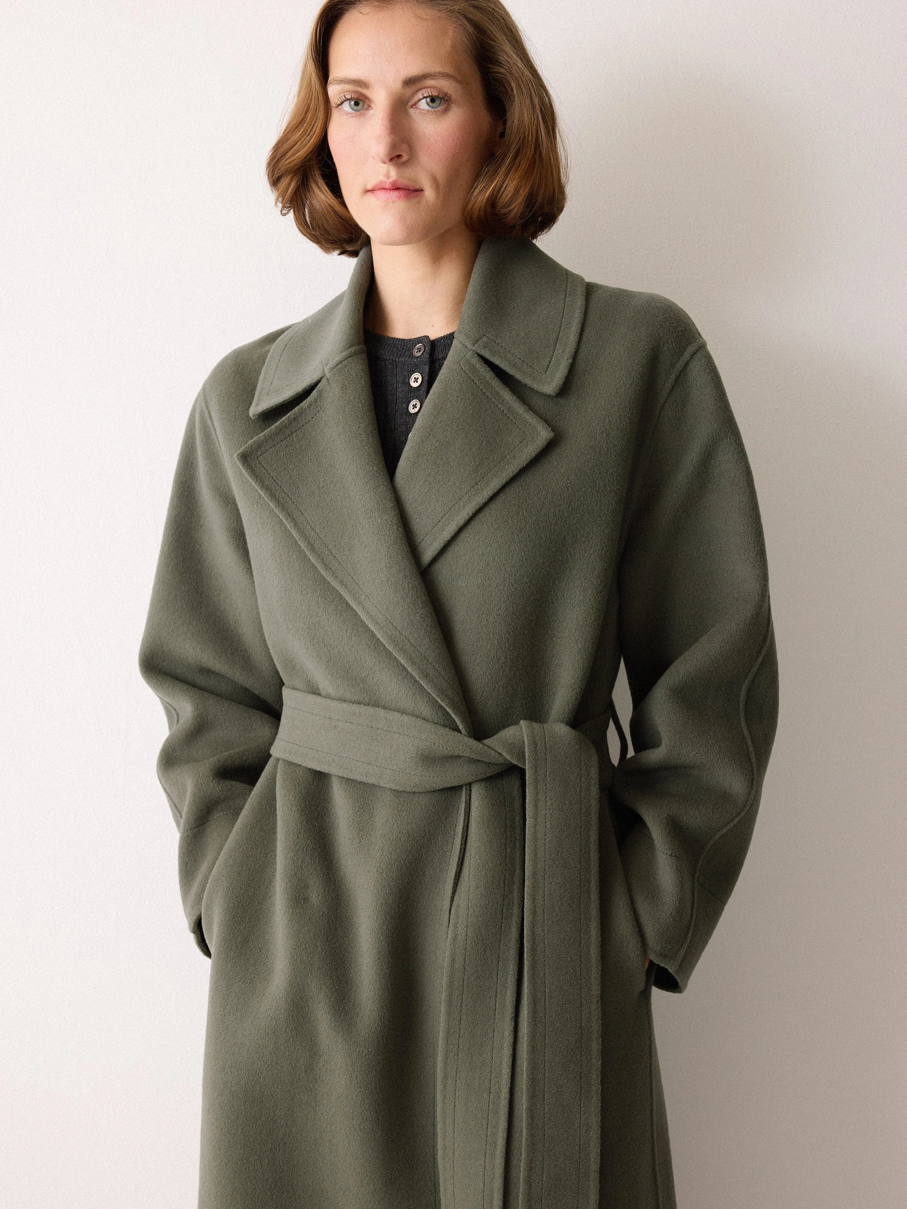 Double Faced Wool Wrap Coat | Green sold by Jigsaw product image thumbnail 5
