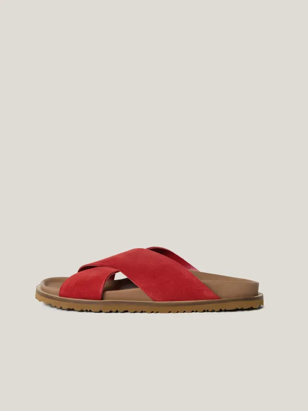 Suede Cross Strap Sandal | Red sold by Jigsaw