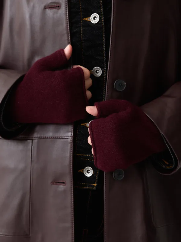 Cashmere Mittens | Burgundy sold by Jigsaw