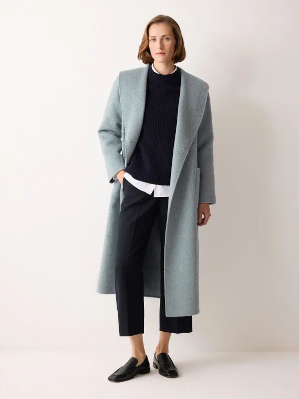 Double Faced Shawl Midi Coat | Blue sold by Jigsaw