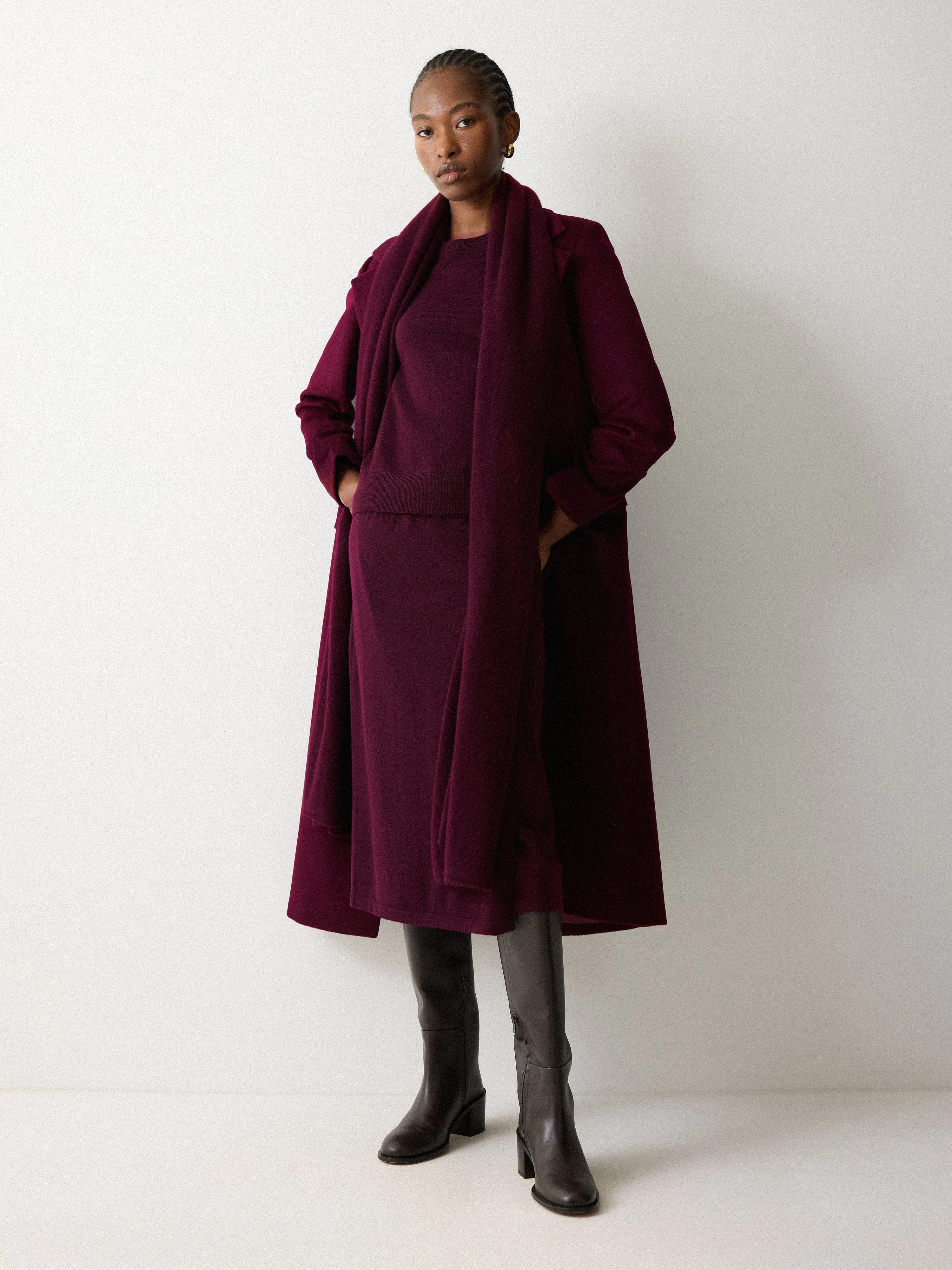 Pure Cashmere Scarf | Burgundy sold by Jigsaw product image thumbnail 2