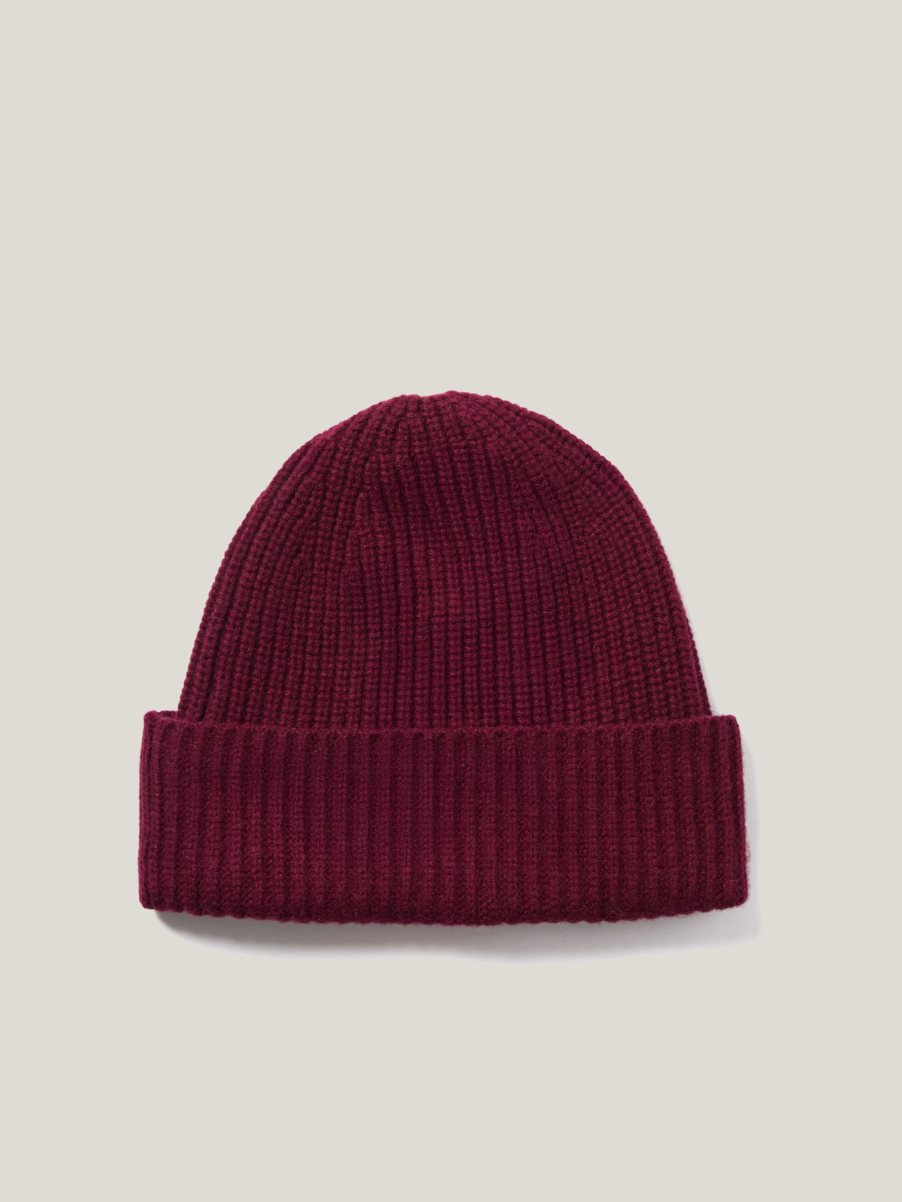Wool Cashmere Blend Rib Beanie | Burgundy sold by Jigsaw product image thumbnail 3