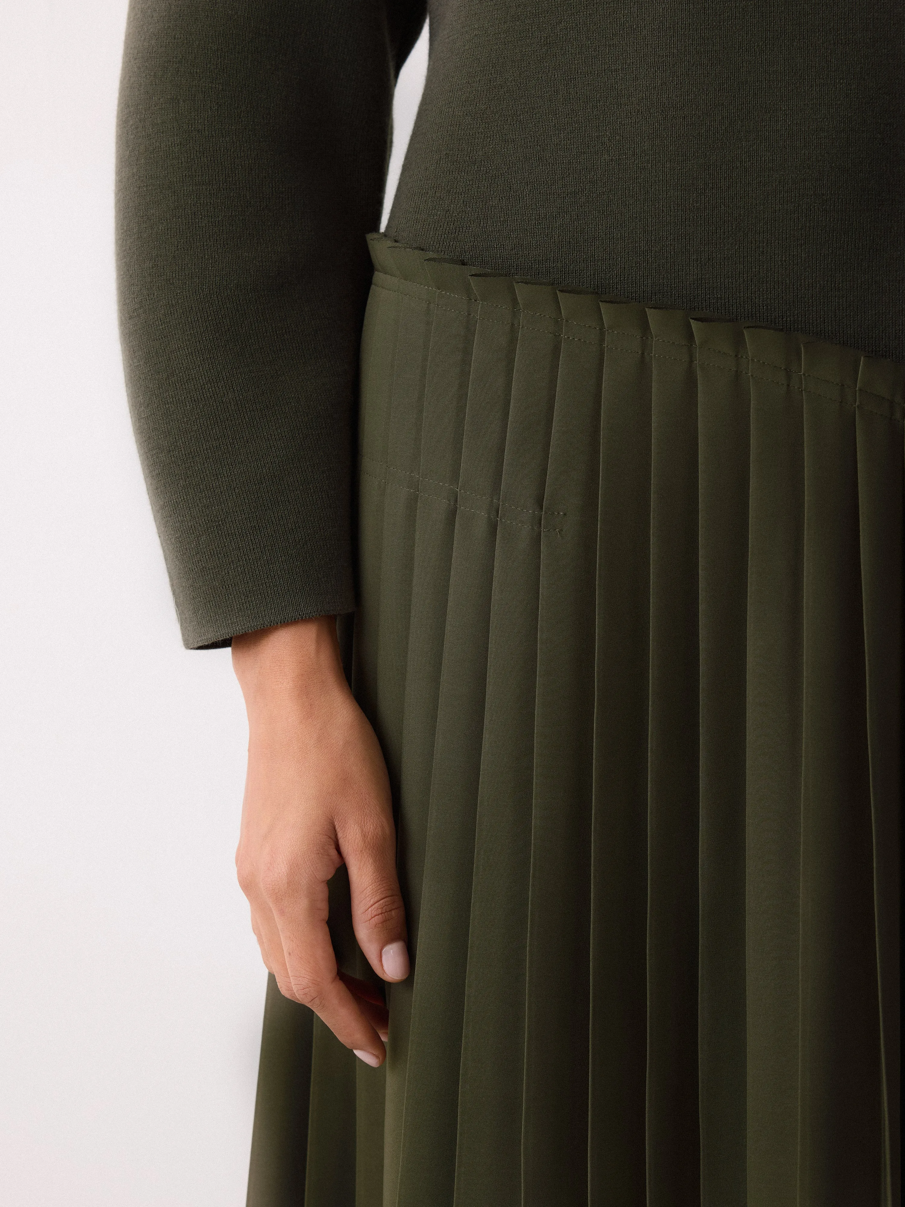 Pleated Skirt Jumper Dress | Khaki sold by Jigsaw product image thumbnail 4