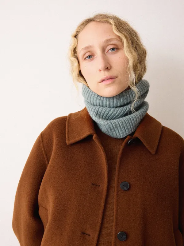 Wool Cashmere Blend Rib Snood | Blue sold by Jigsaw