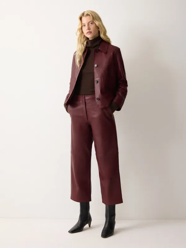 Dale Cropped Leather Trouser | Red sold by Jigsaw