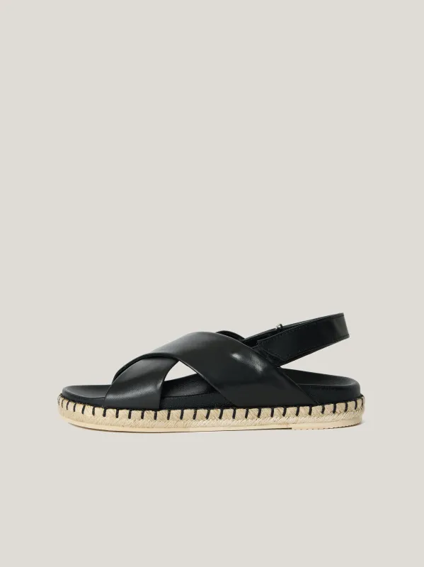 Cross Strap Espadrille Sandal | Black sold by Jigsaw