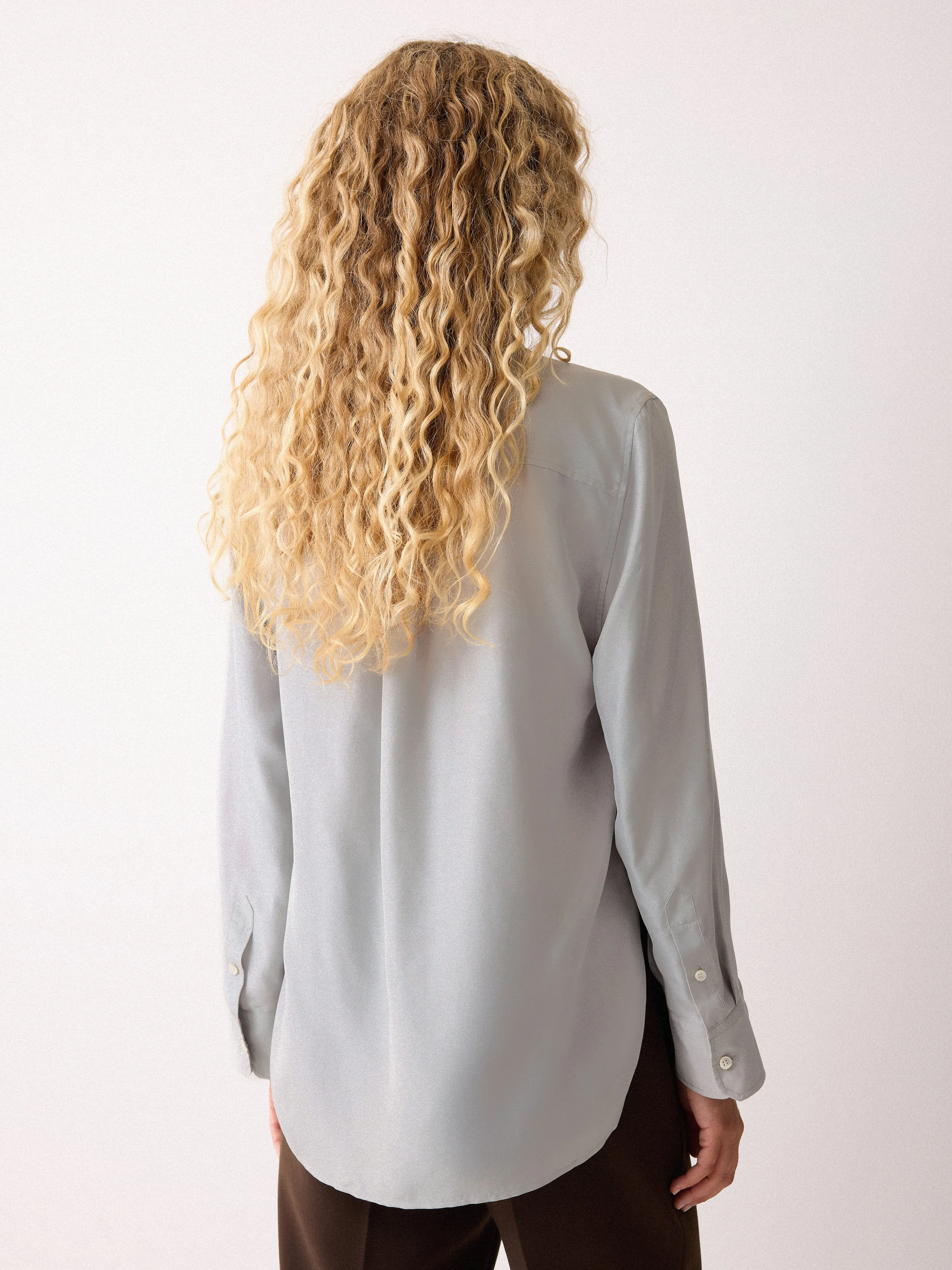 Silk Habotai Classic Shirt | Grey sold by Jigsaw product image thumbnail 4