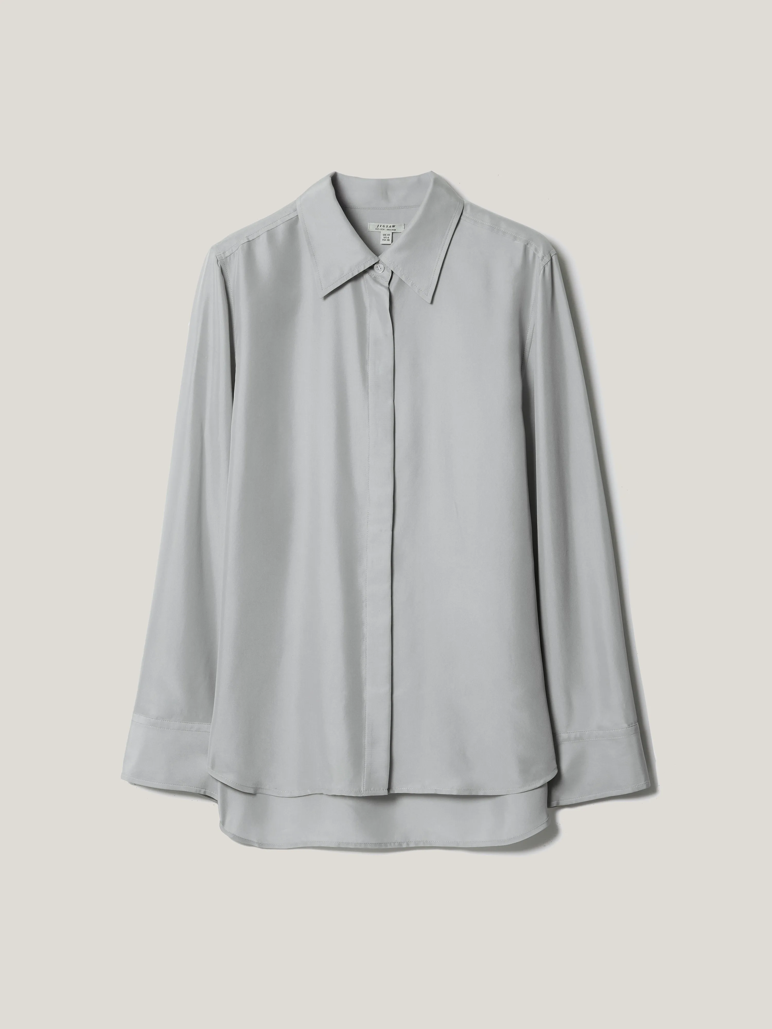 Silk Habotai Classic Shirt | Grey sold by Jigsaw product image thumbnail 5
