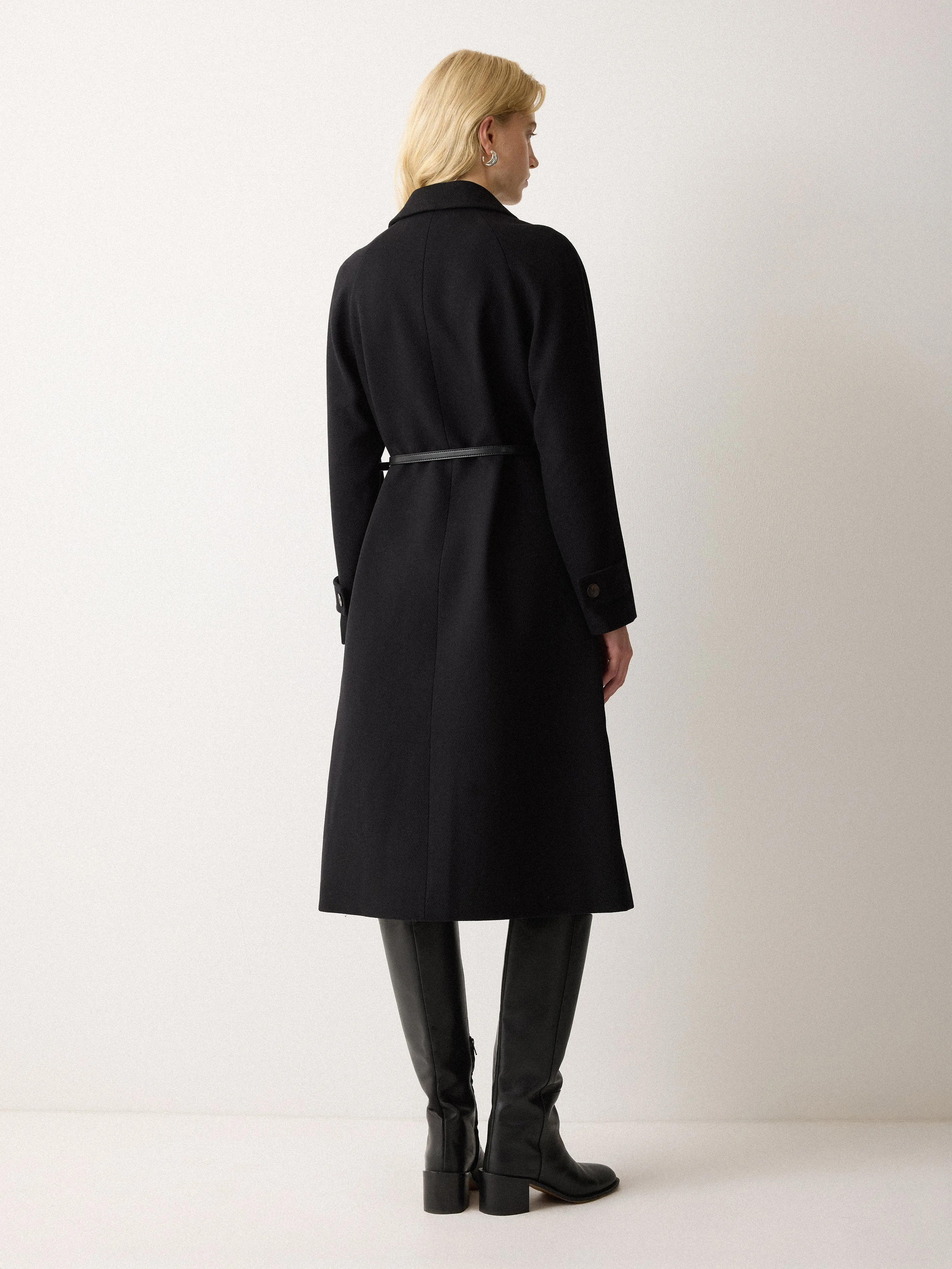 Wool Twill Belted Raglan Coat | Black sold by Jigsaw product image thumbnail 4