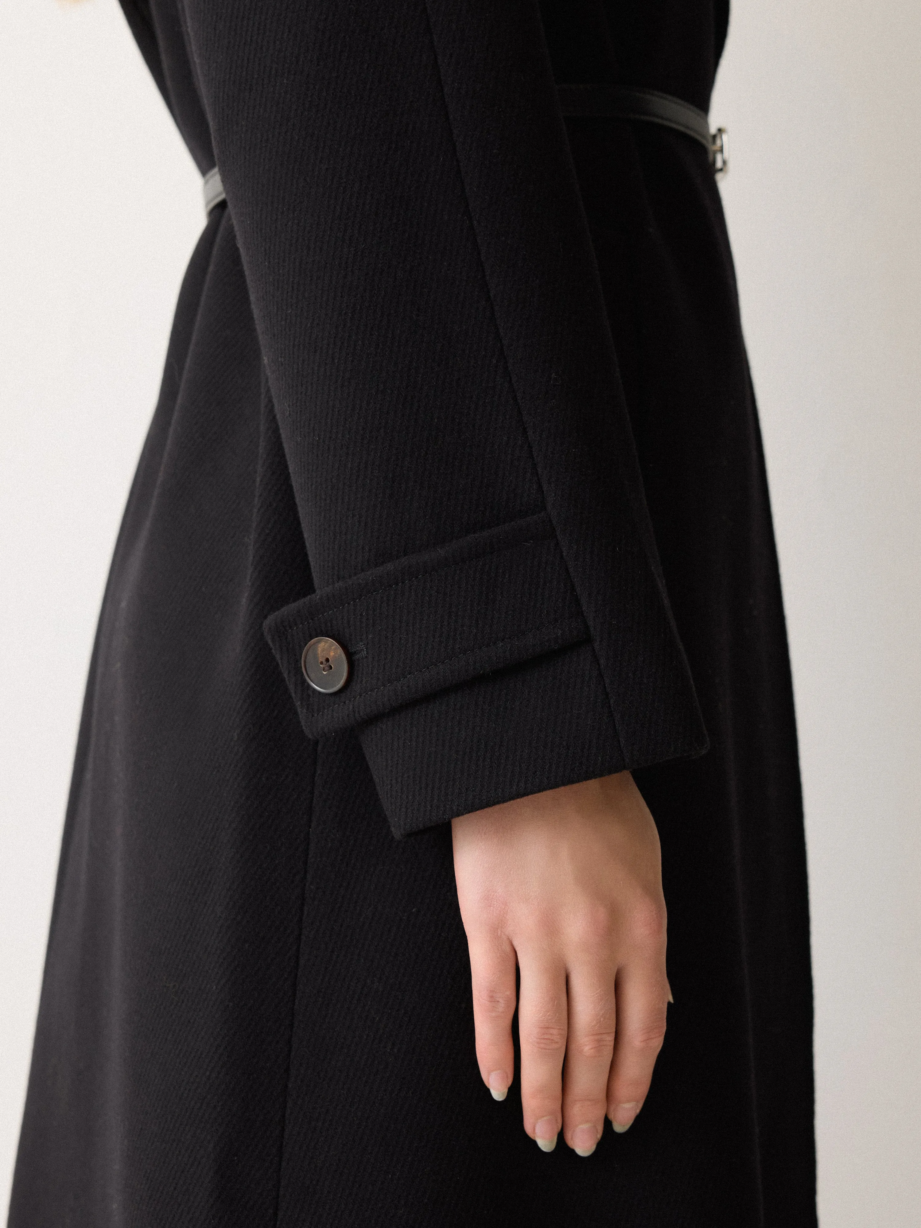 Wool Twill Belted Raglan Coat | Black sold by Jigsaw product image thumbnail 2
