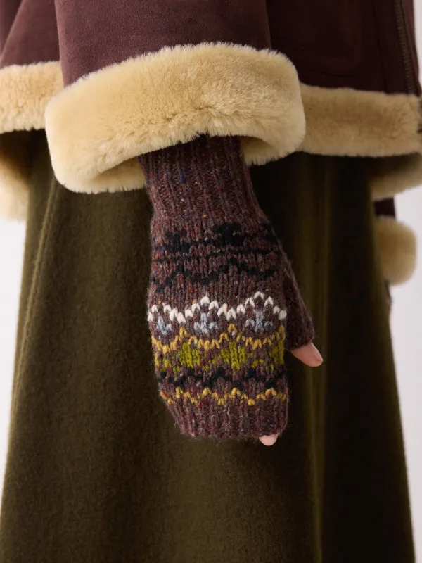 Fairisle Mittens | Brown sold by Jigsaw