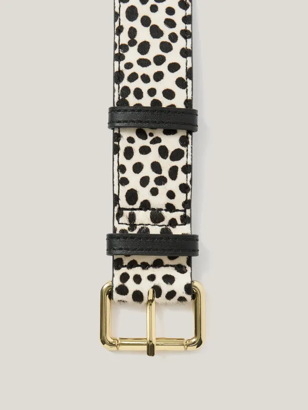 Polka Dot Calf Hair Belt | Monochrome sold by Jigsaw