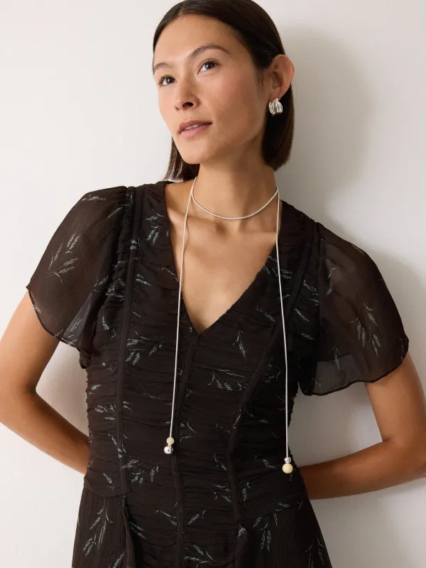 Long Resin Bead Necklace | Silver sold by Jigsaw