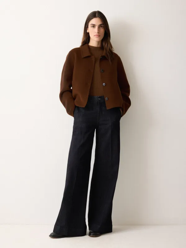 Double Faced Button Up Coat | Brown sold by Jigsaw