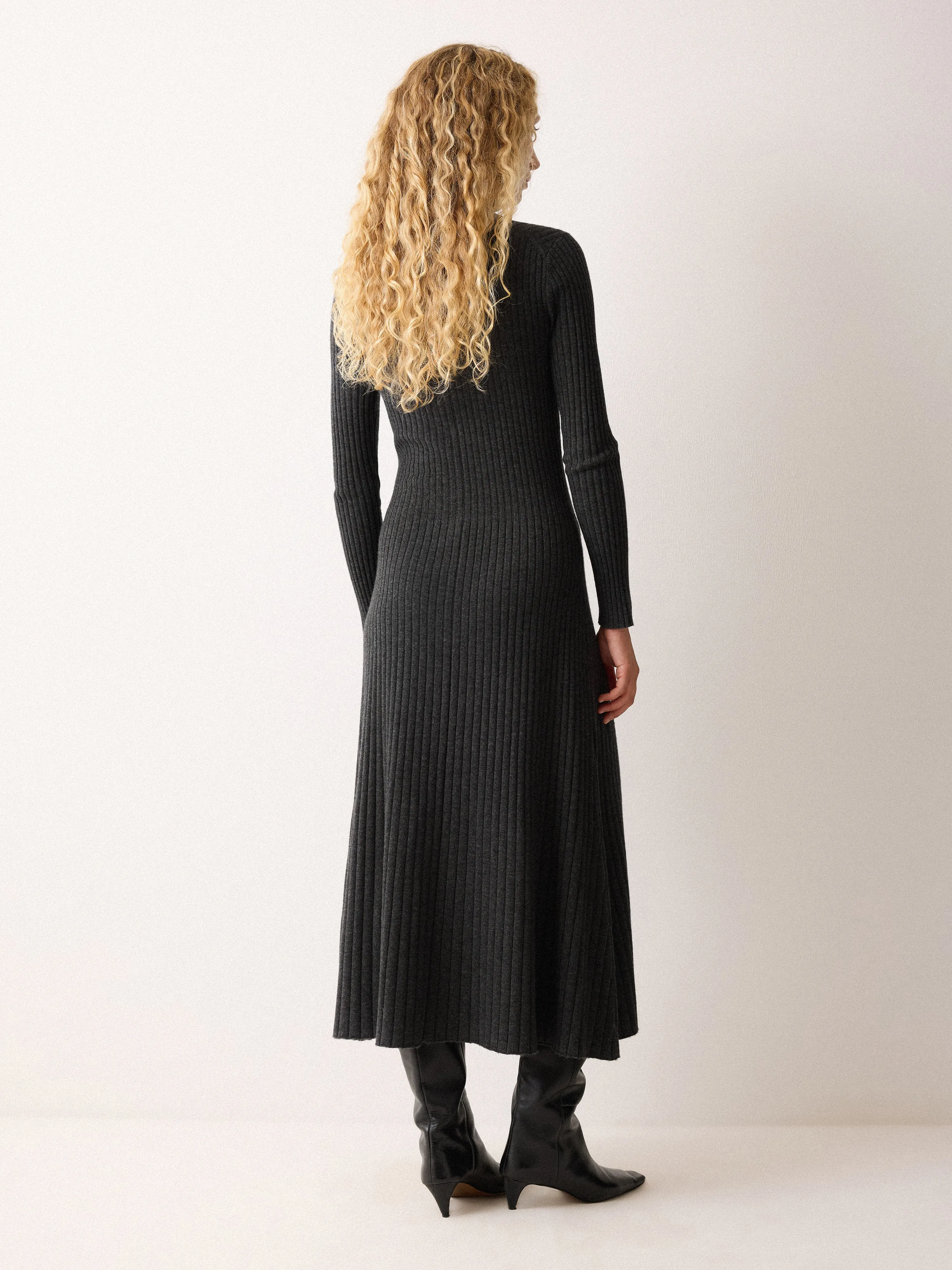 Multi Button Rib Knit Dress | Charcoal sold by Jigsaw product image thumbnail 4