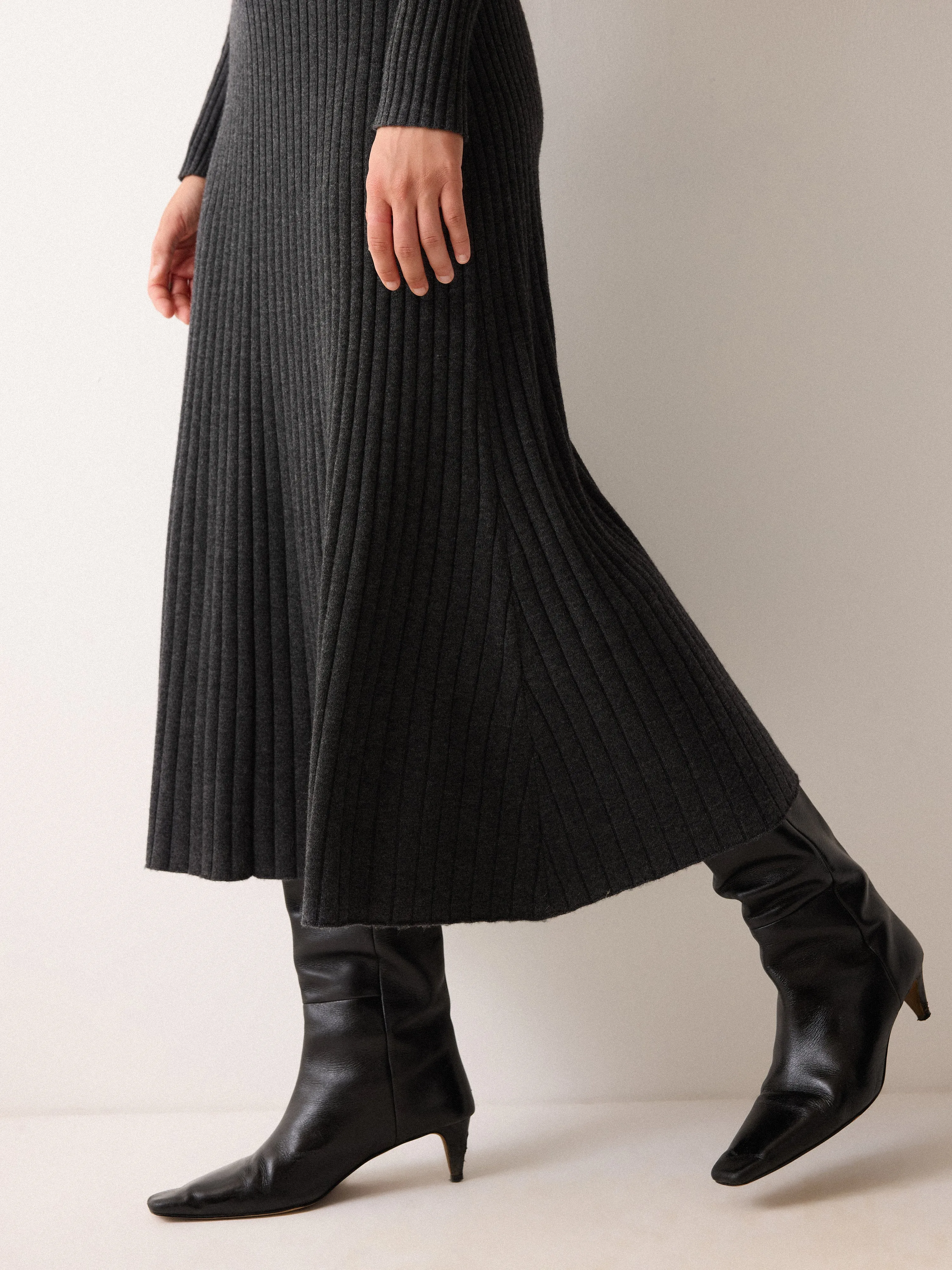 Multi Button Rib Knit Dress | Charcoal sold by Jigsaw product image thumbnail 3