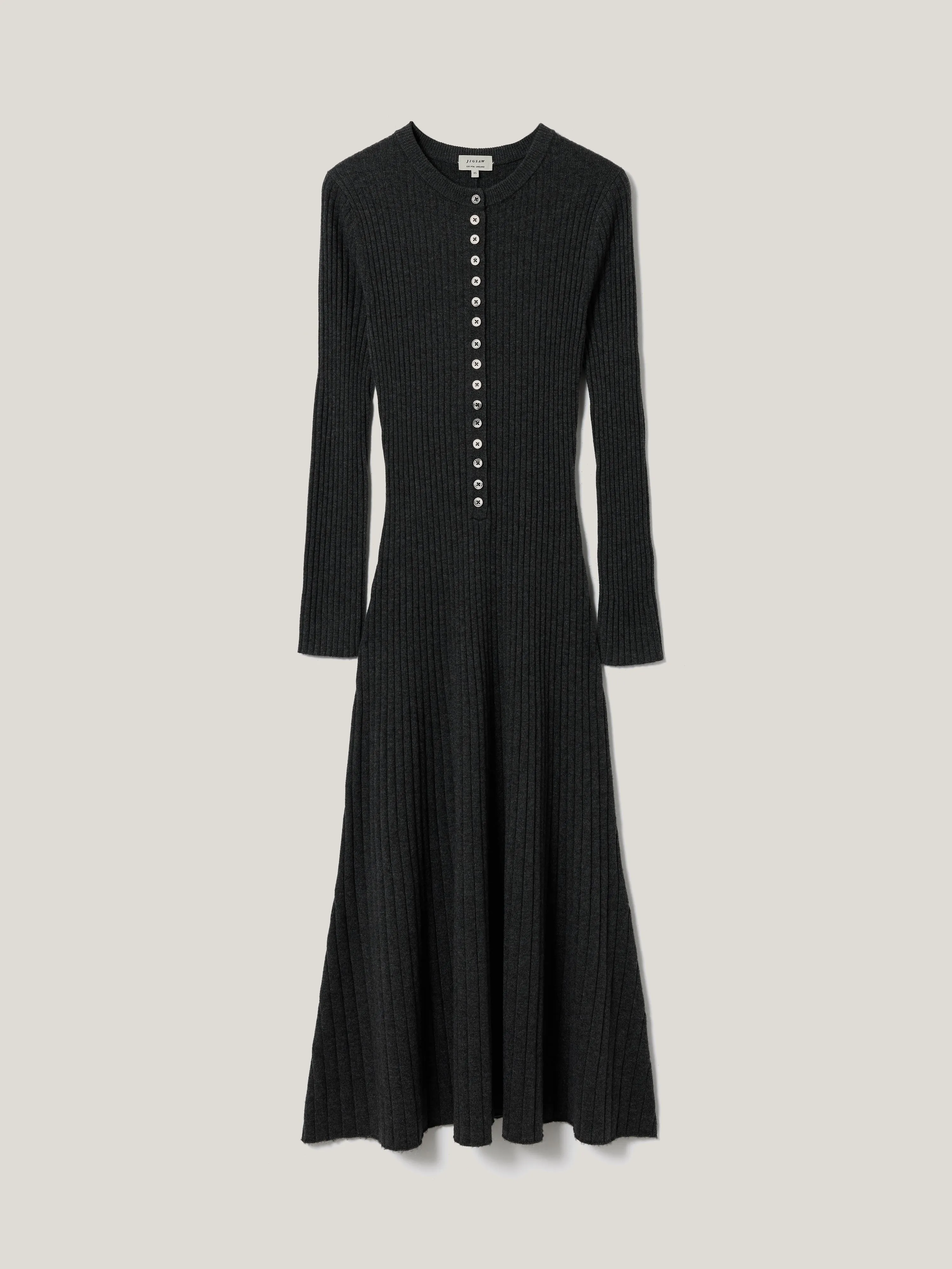 Multi Button Rib Knit Dress | Charcoal sold by Jigsaw product image thumbnail 5