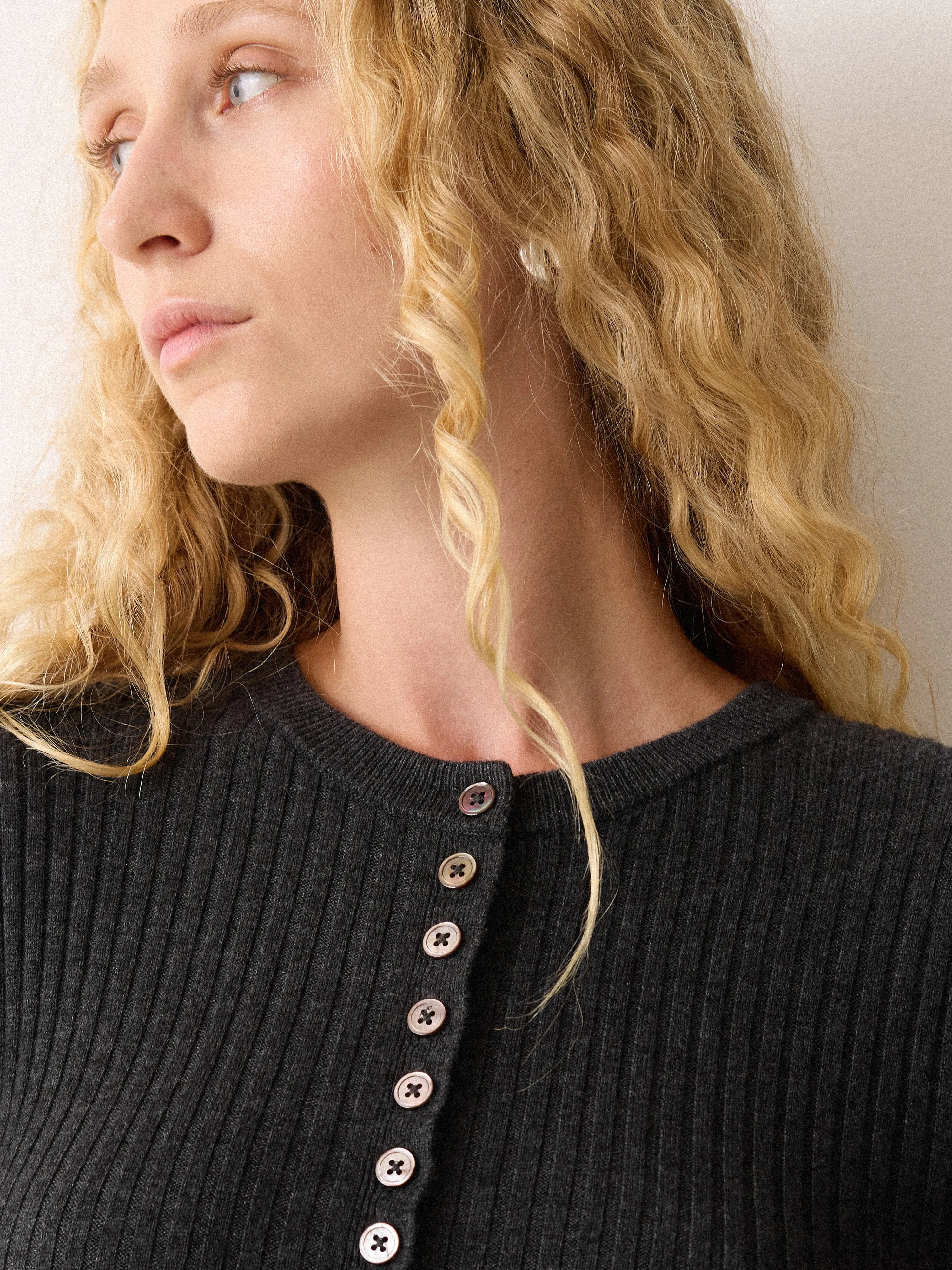 Multi Button Rib Knit Dress | Charcoal sold by Jigsaw product image thumbnail 2