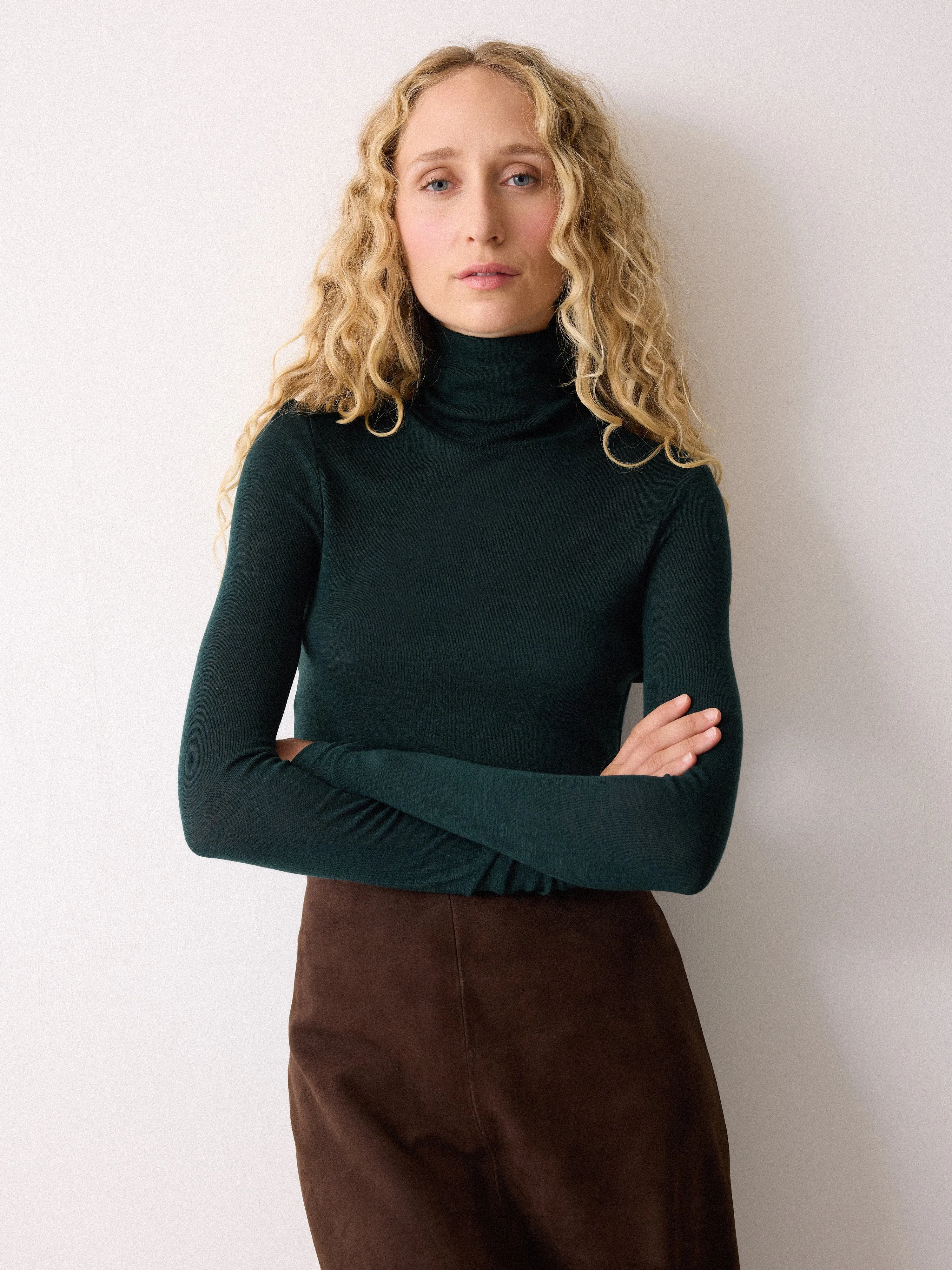Wool Jersey Polo Neck Top | Green sold by Jigsaw product image thumbnail 4