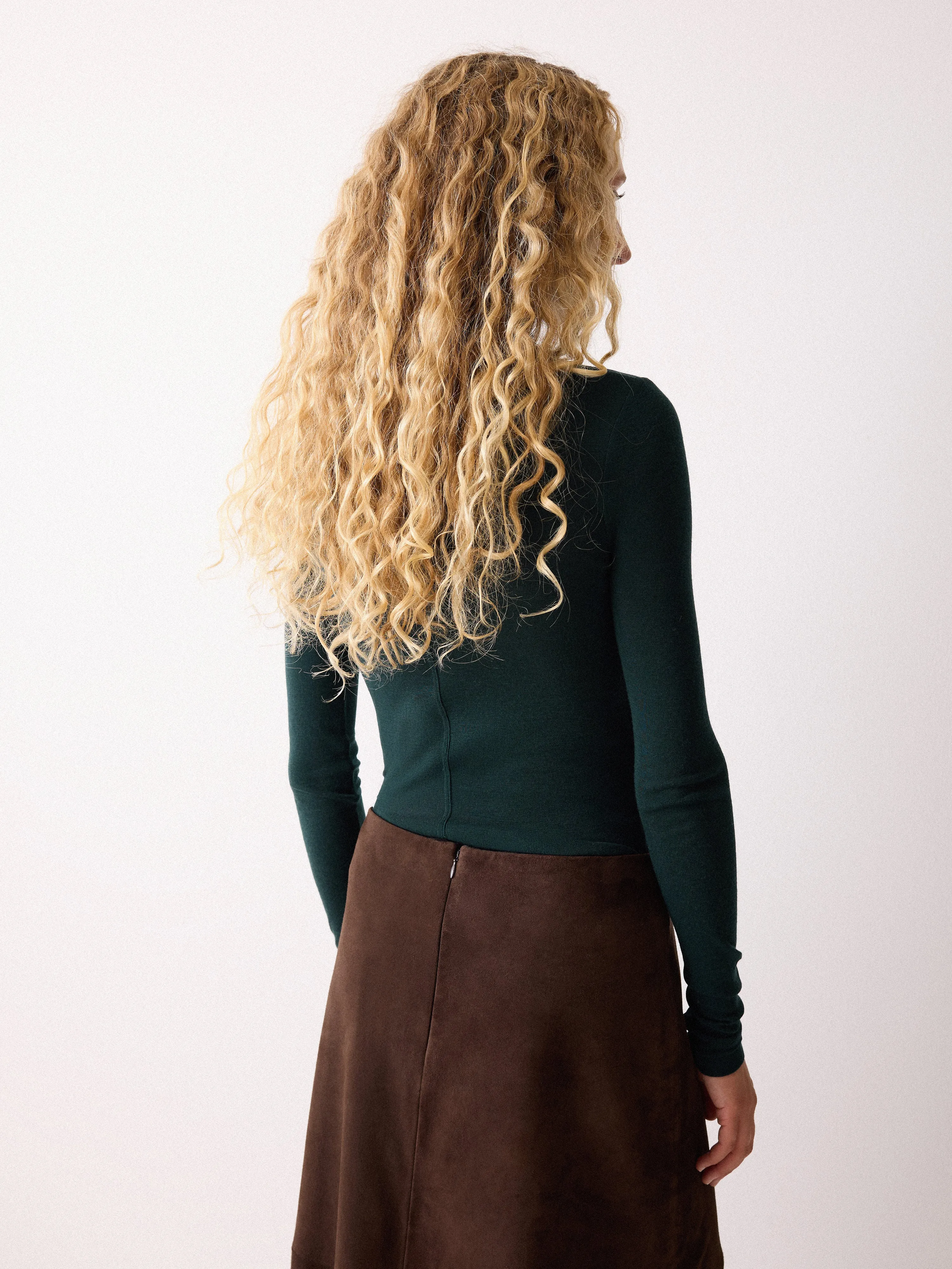Wool Jersey Polo Neck Top | Green sold by Jigsaw product image thumbnail 5