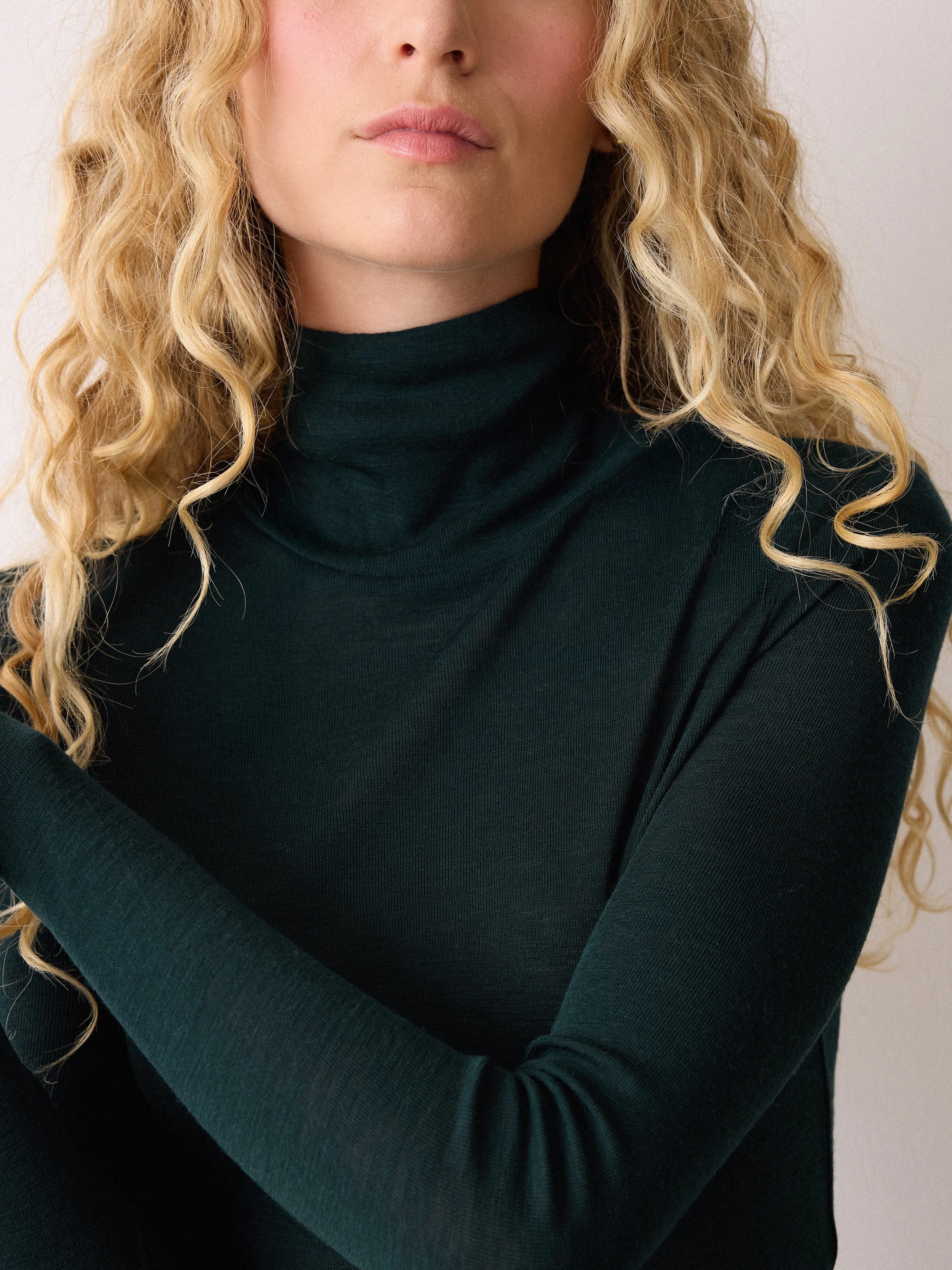 Wool Jersey Polo Neck Top | Green sold by Jigsaw product image thumbnail 2