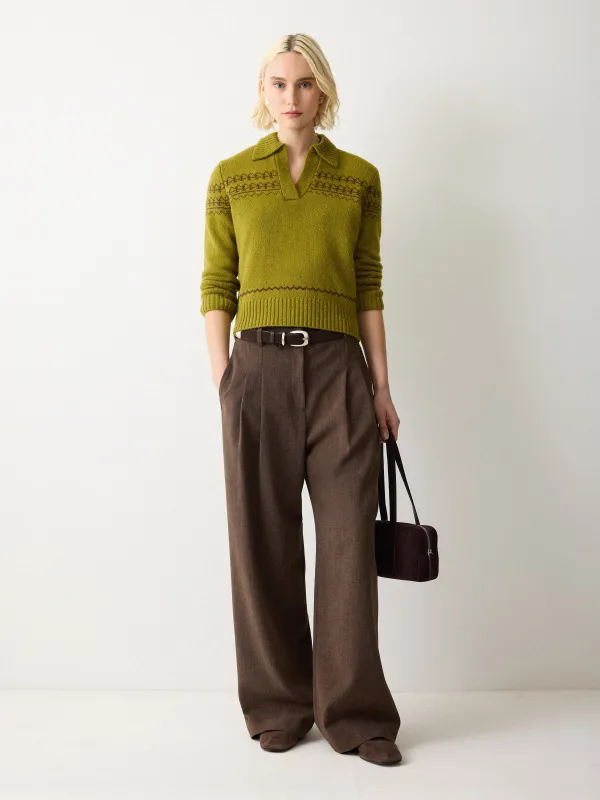 Donegal V Collar Top | Green sold by Jigsaw