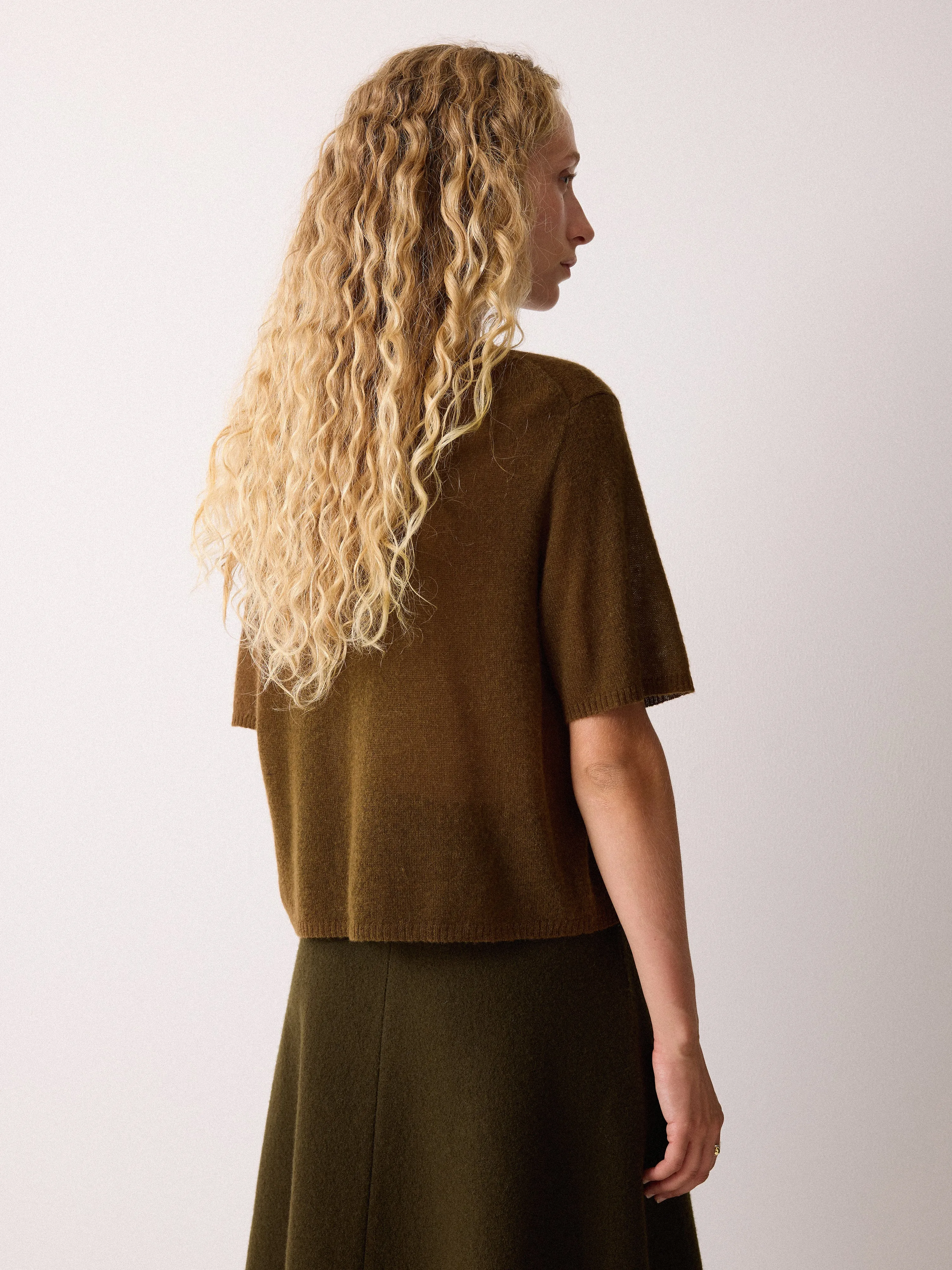 Soft Gauzy Button T-shirt | Brown sold by Jigsaw product image thumbnail 4