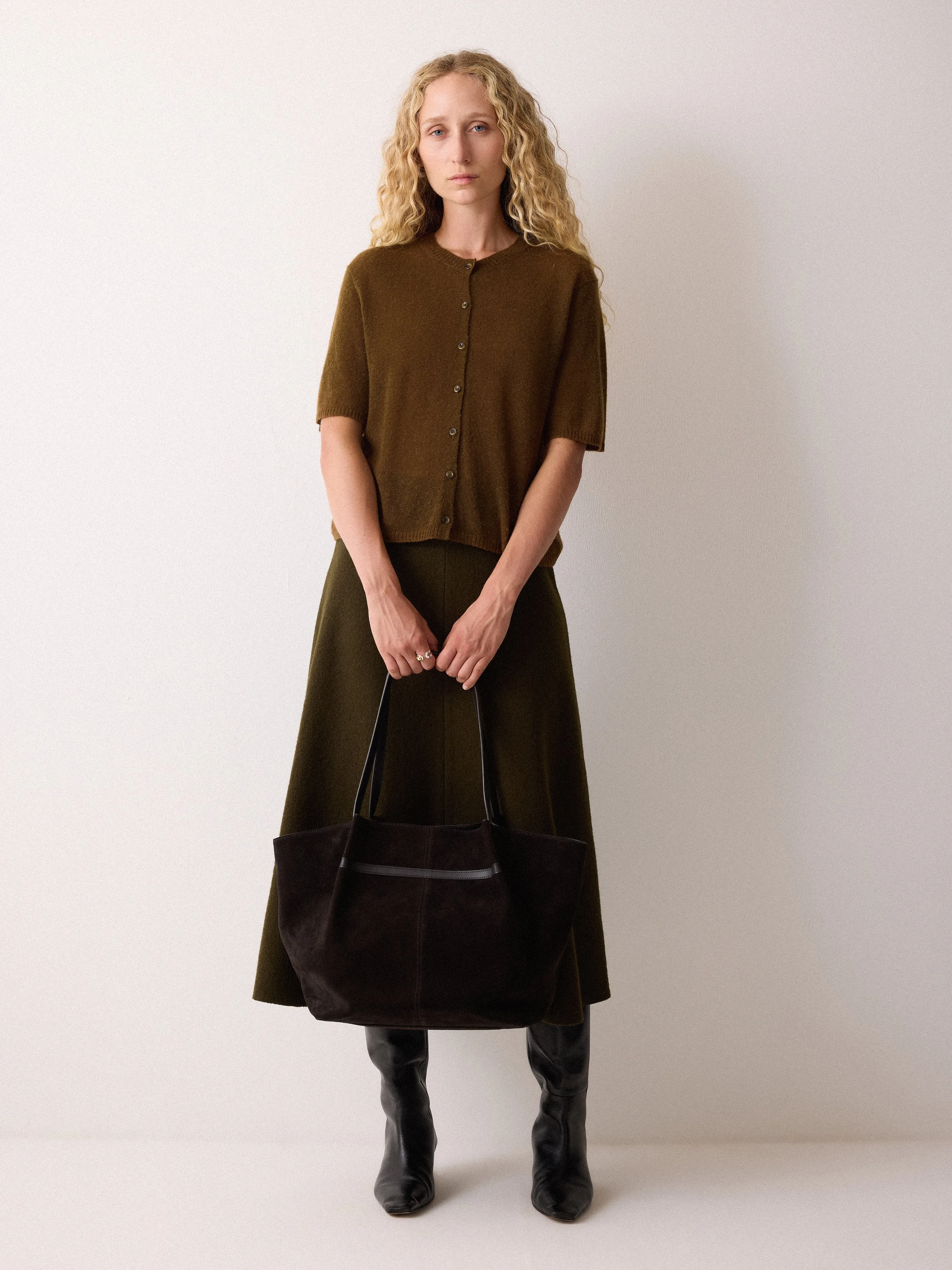 Soft Gauzy Button T-shirt | Brown sold by Jigsaw