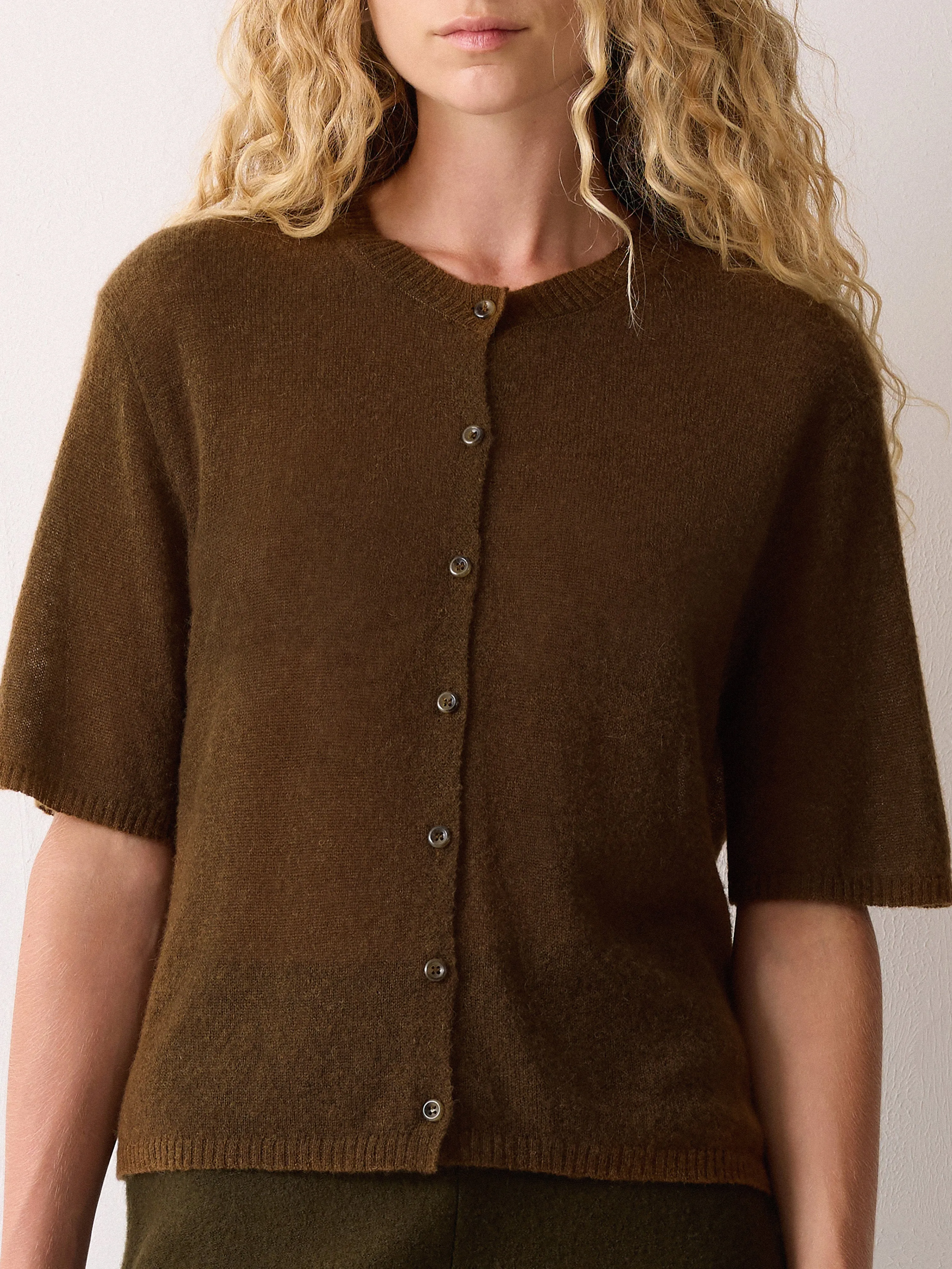 Soft Gauzy Button T-shirt | Brown sold by Jigsaw product image thumbnail 2